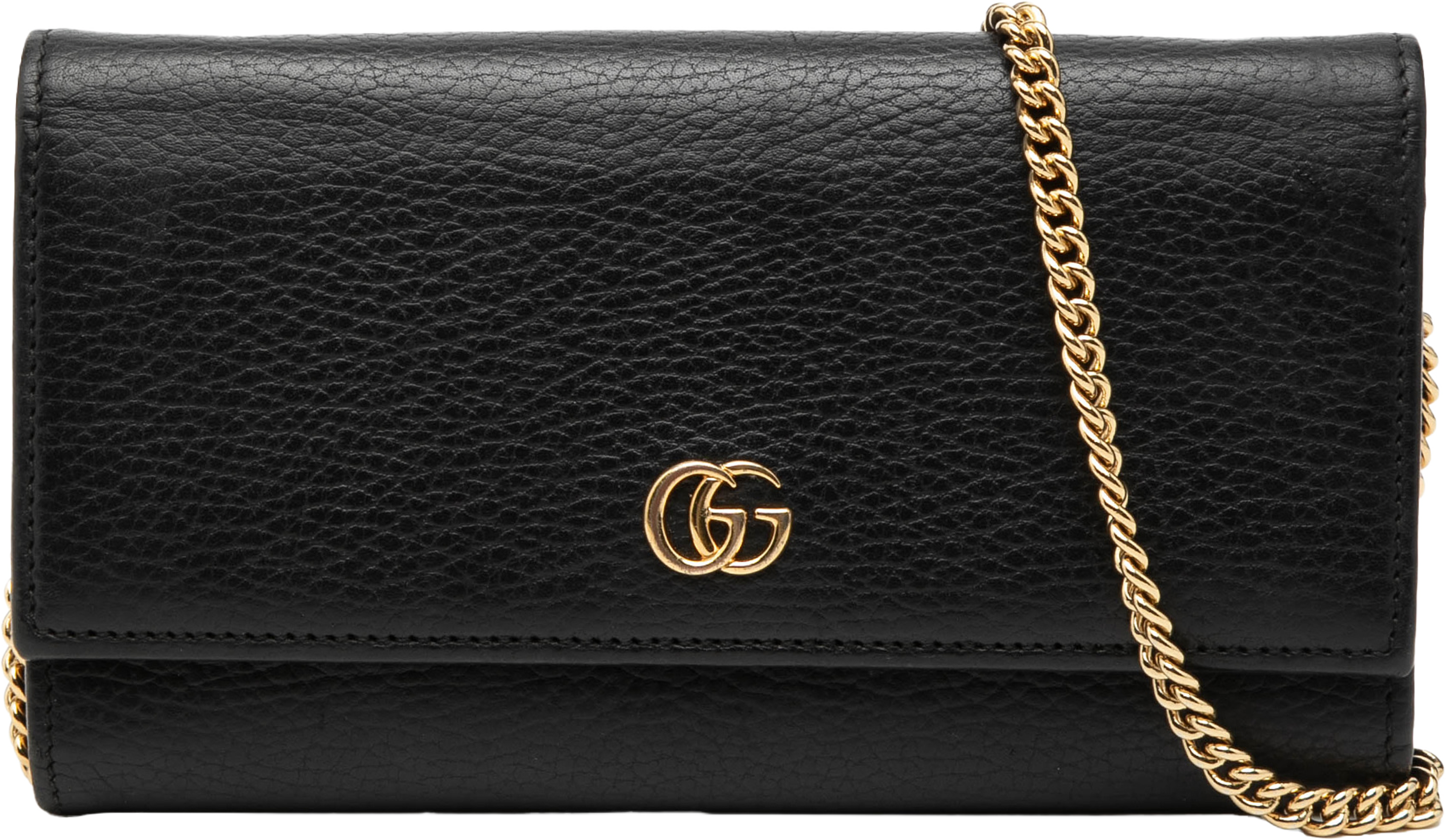 Gucci Gg Marmont Leather Wallet On Chain, från Luxclusif, i färgen black. Klicka för att öppna bilden i stort format
