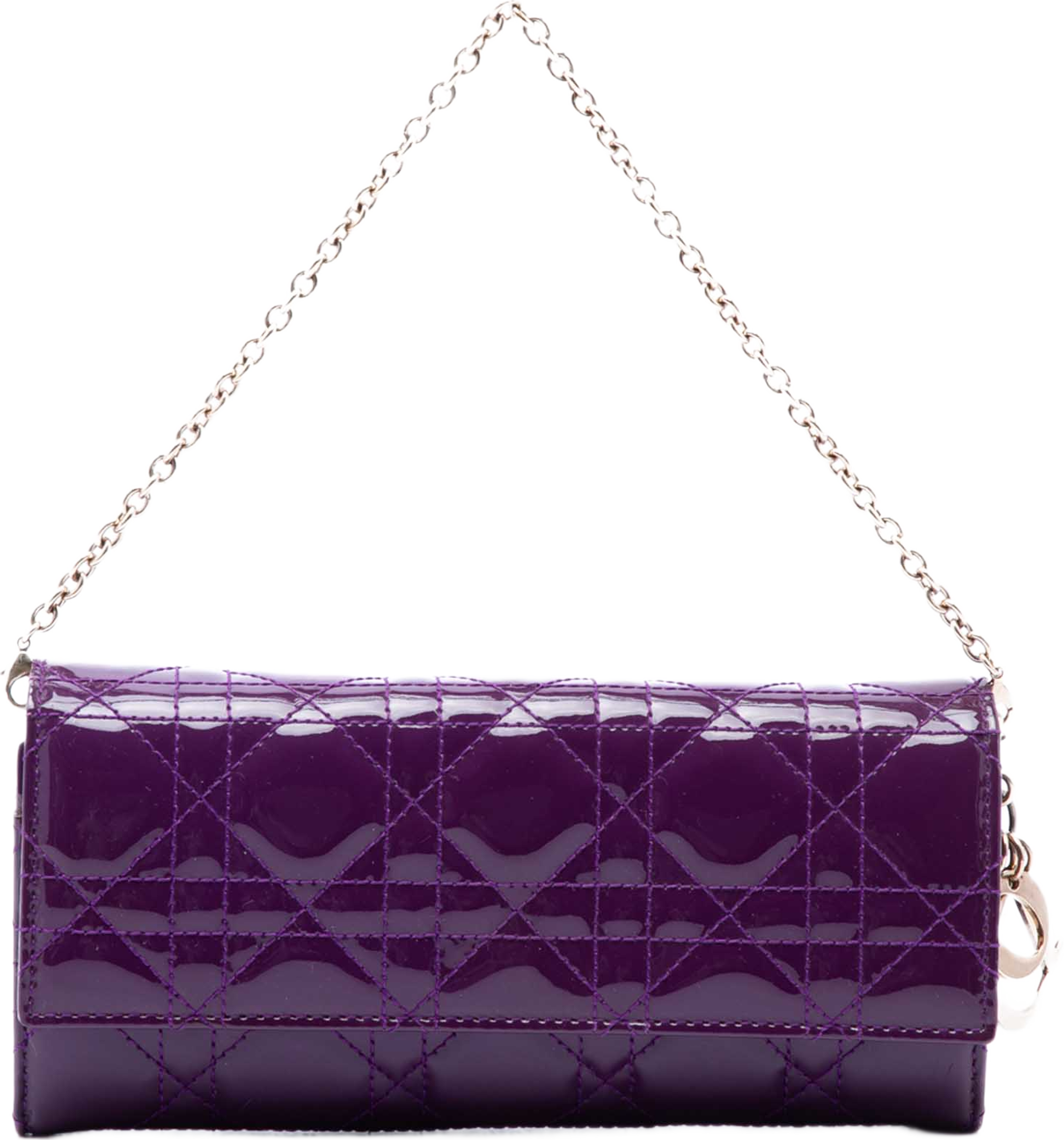 Dior Patent Cannage Lady Dior Wallet On Chain, från Luxclusif, i färgen purpur. Klicka för att öppna bilden i stort format
