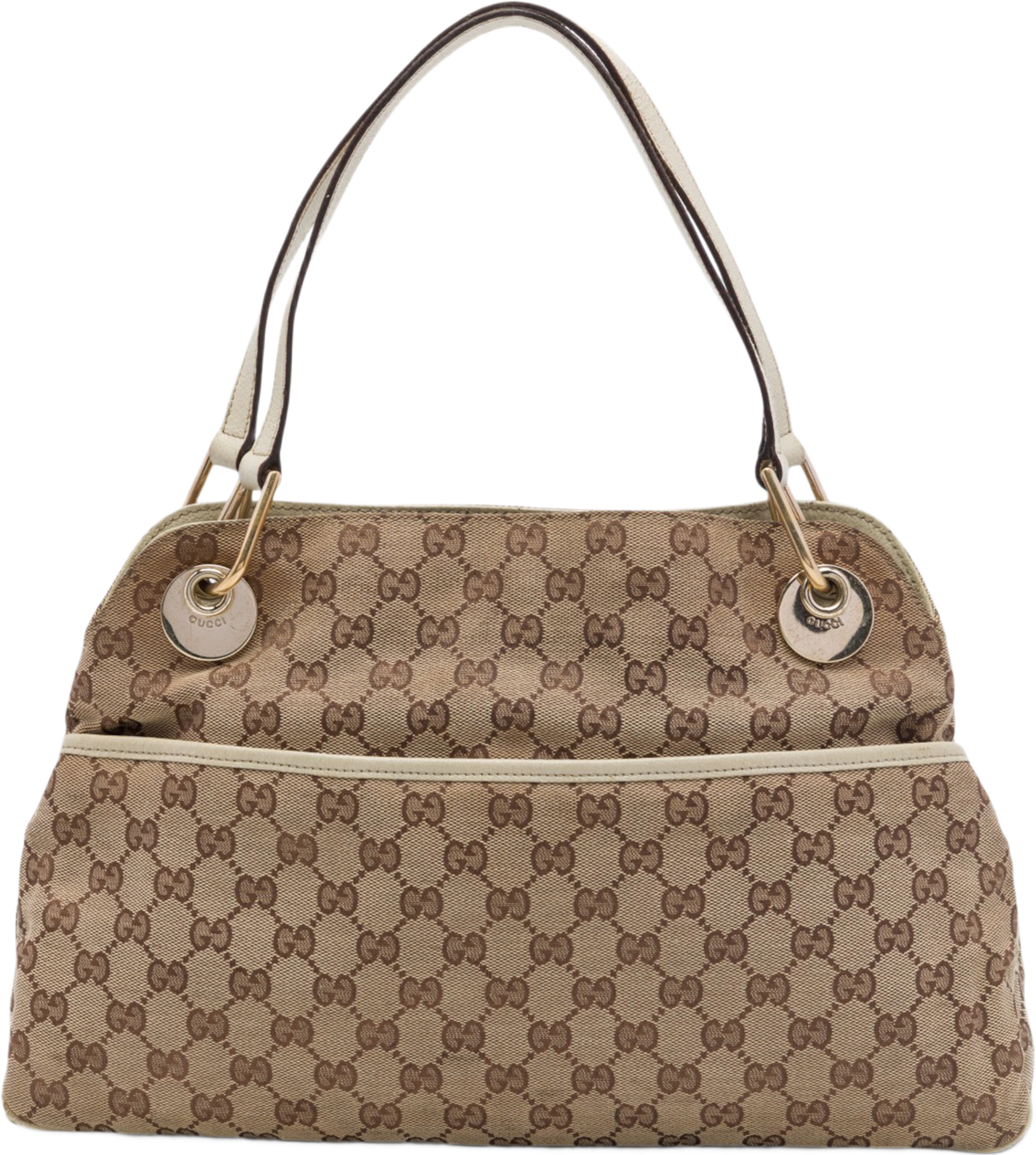 Gucci Gg Canvas Eclipse Shoulder Bag, från Luxclusif, i färgen vit. Klicka för att öppna bilden i stort format