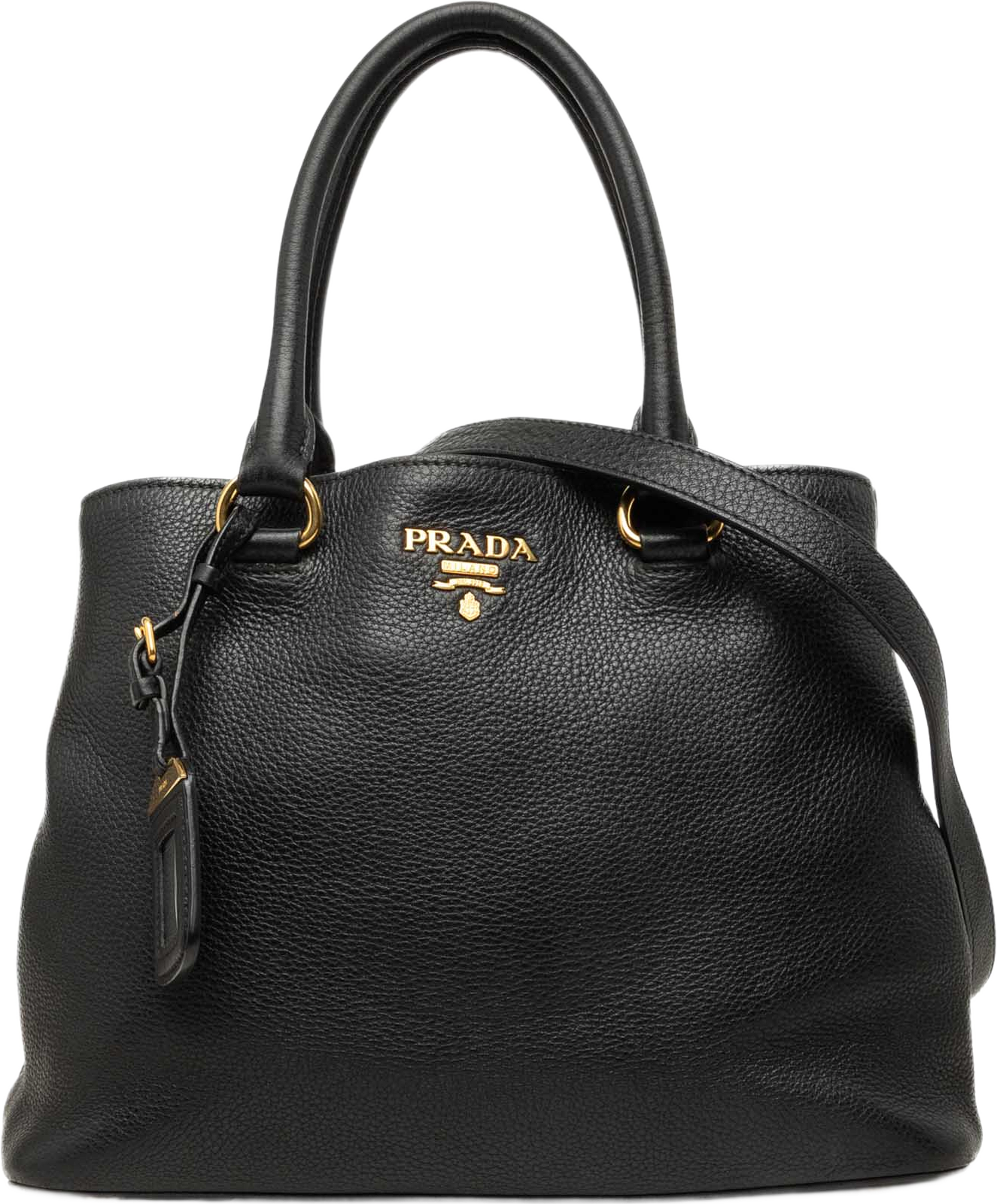 Prada Vitello Daino Open Convertible Tote, från Luxclusif, i färgen svart. Klicka för att öppna bilden i stort format