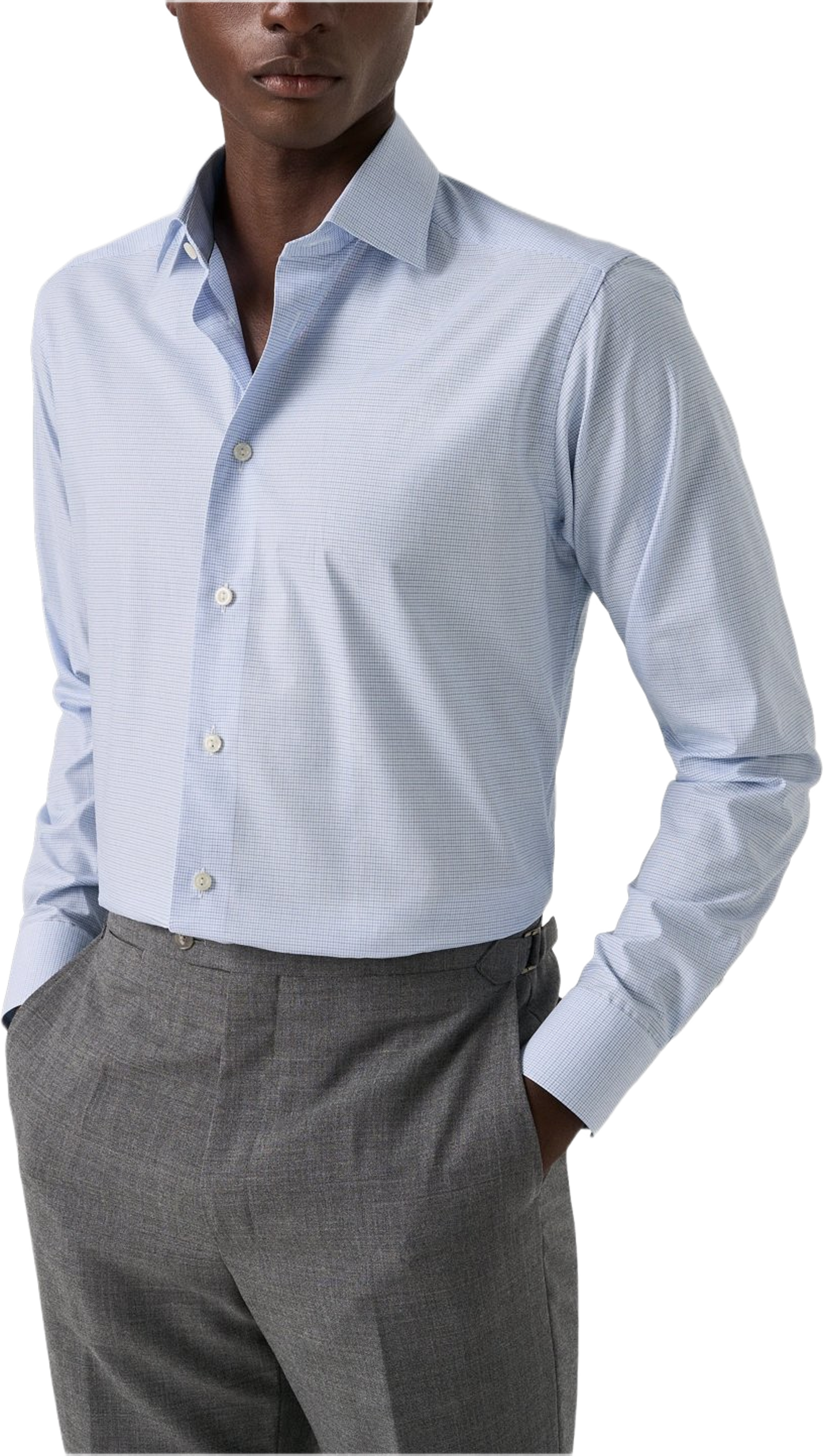 Rutig Fine Twill-skjorta Contemporary Fit, från Eton, i färgen light blue. Klicka för att öppna bilden i stort format