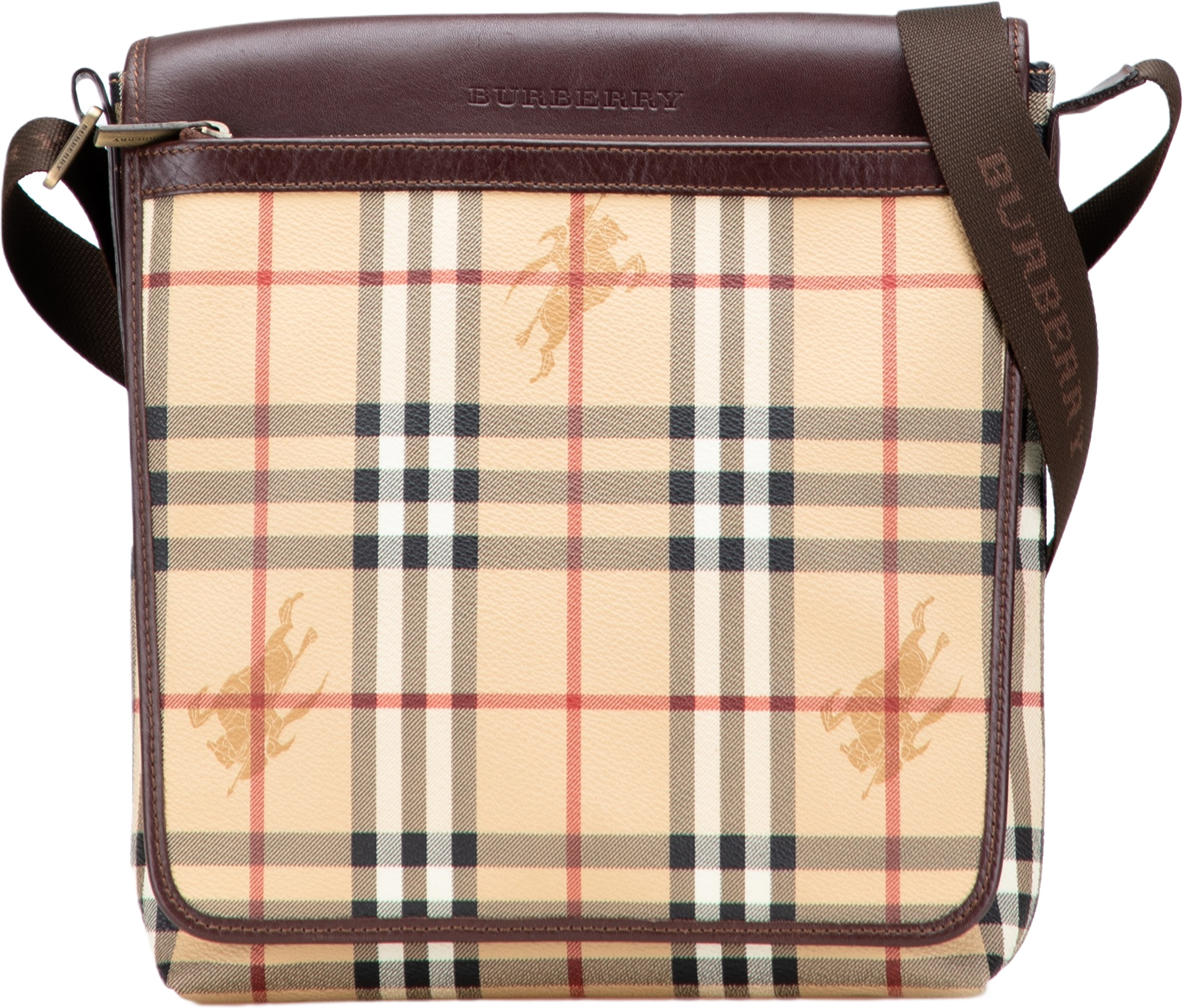 Burberry Haymarket Check Coated Canvas Crossbody, från Luxclusif, i färgen beige.