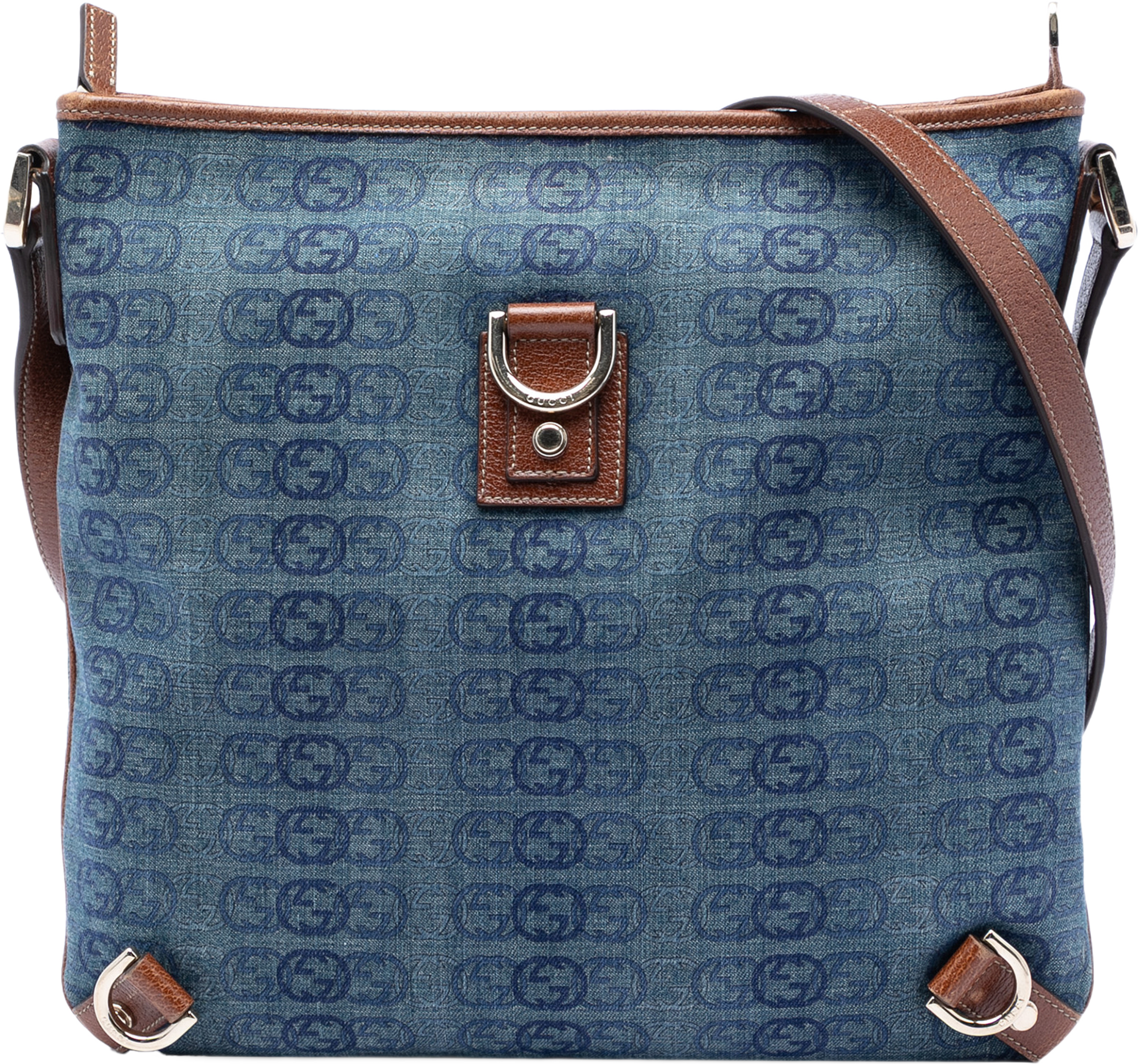Gucci Gg Denim Abbey D Ring Crossbody, från Luxclusif, i färgen blå. Klicka för att öppna bilden i stort format