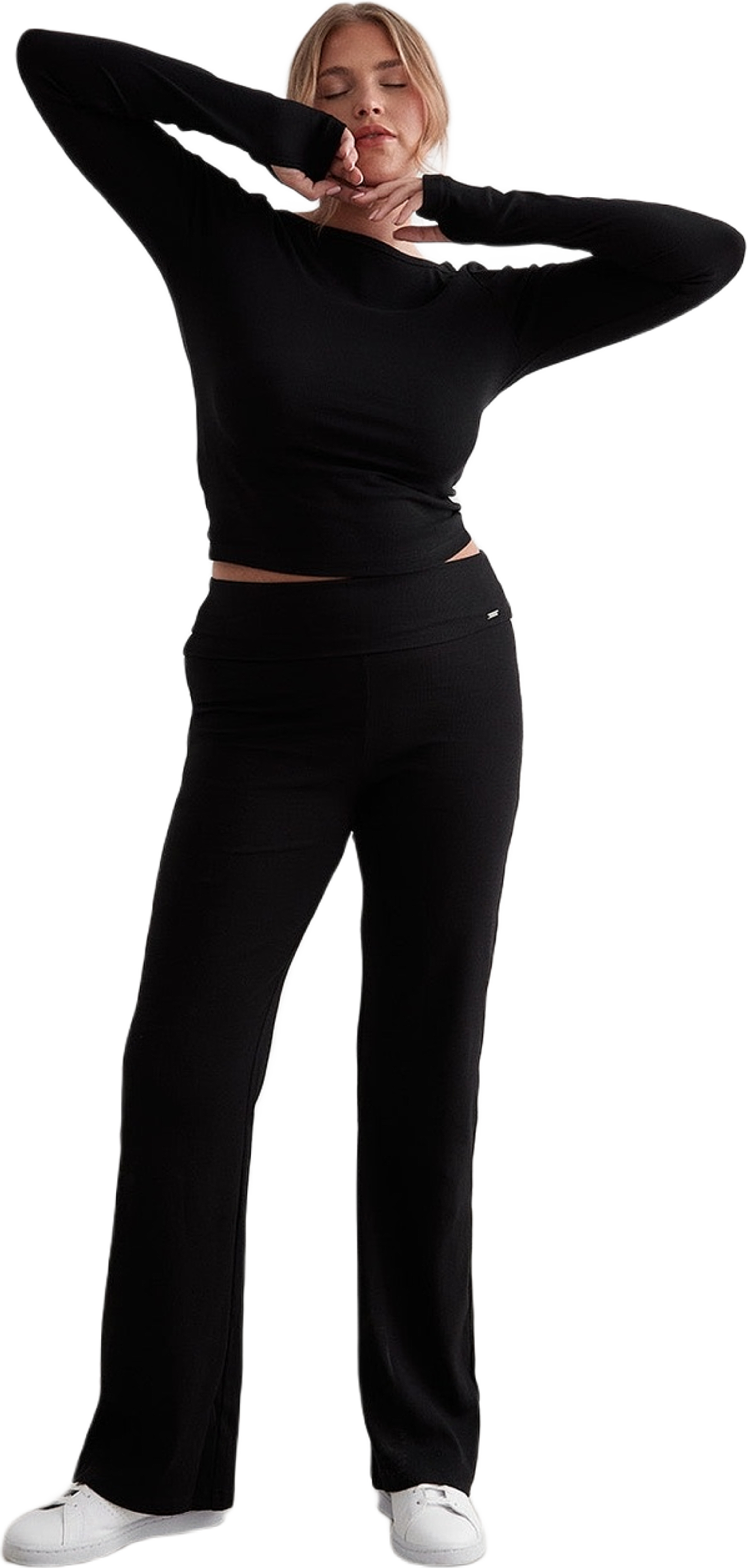 Black Ease Ribbed Long Sleeve Top