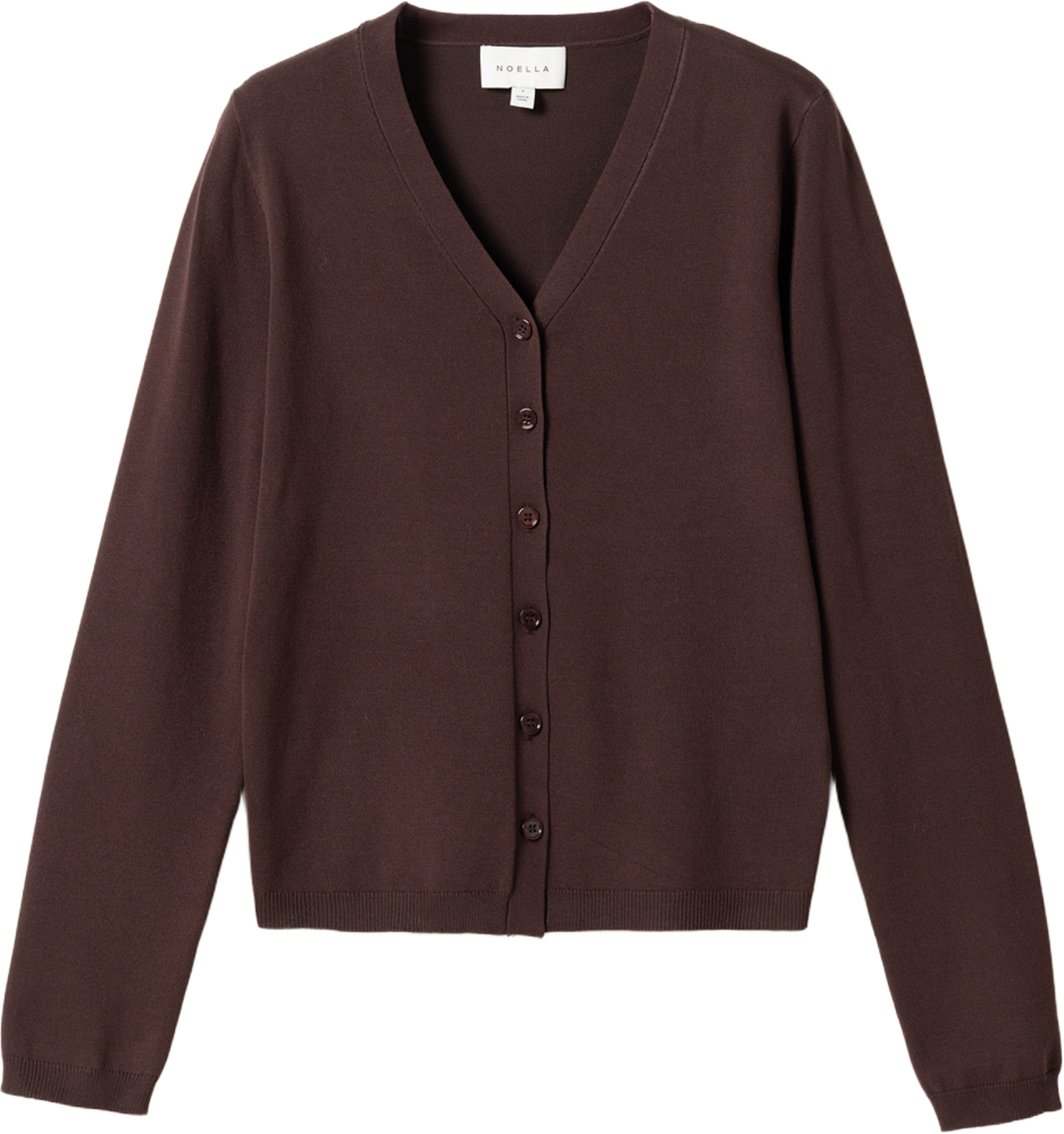 N-marg Knit Cardigan - Chocolate, från Noella, i färgen chocolate. Klicka för att öppna bilden i stort format