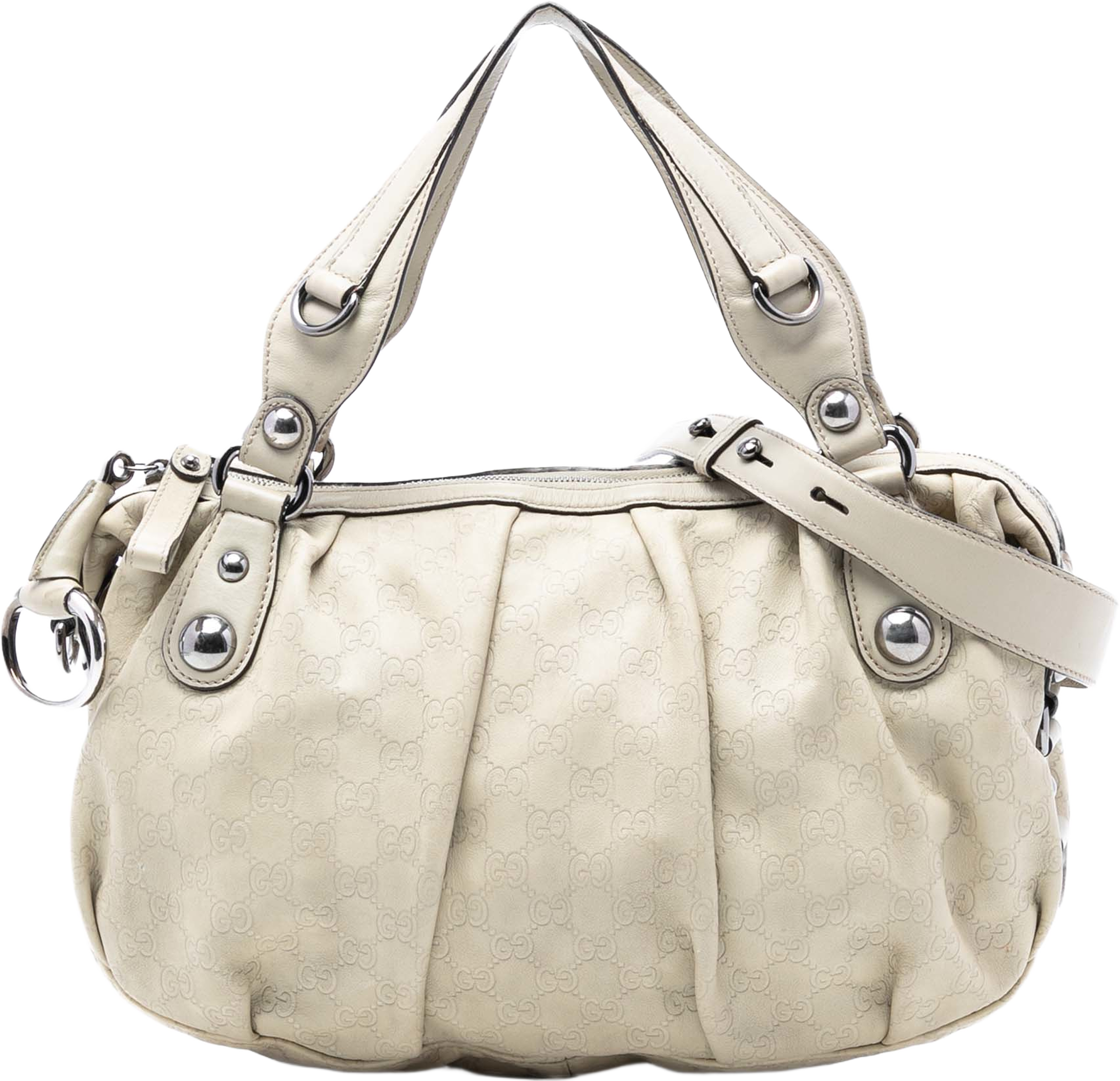 Gucci Guccissima Icon Bit Satchel, från Luxclusif, i färgen light beige. Klicka för att öppna bilden i stort format