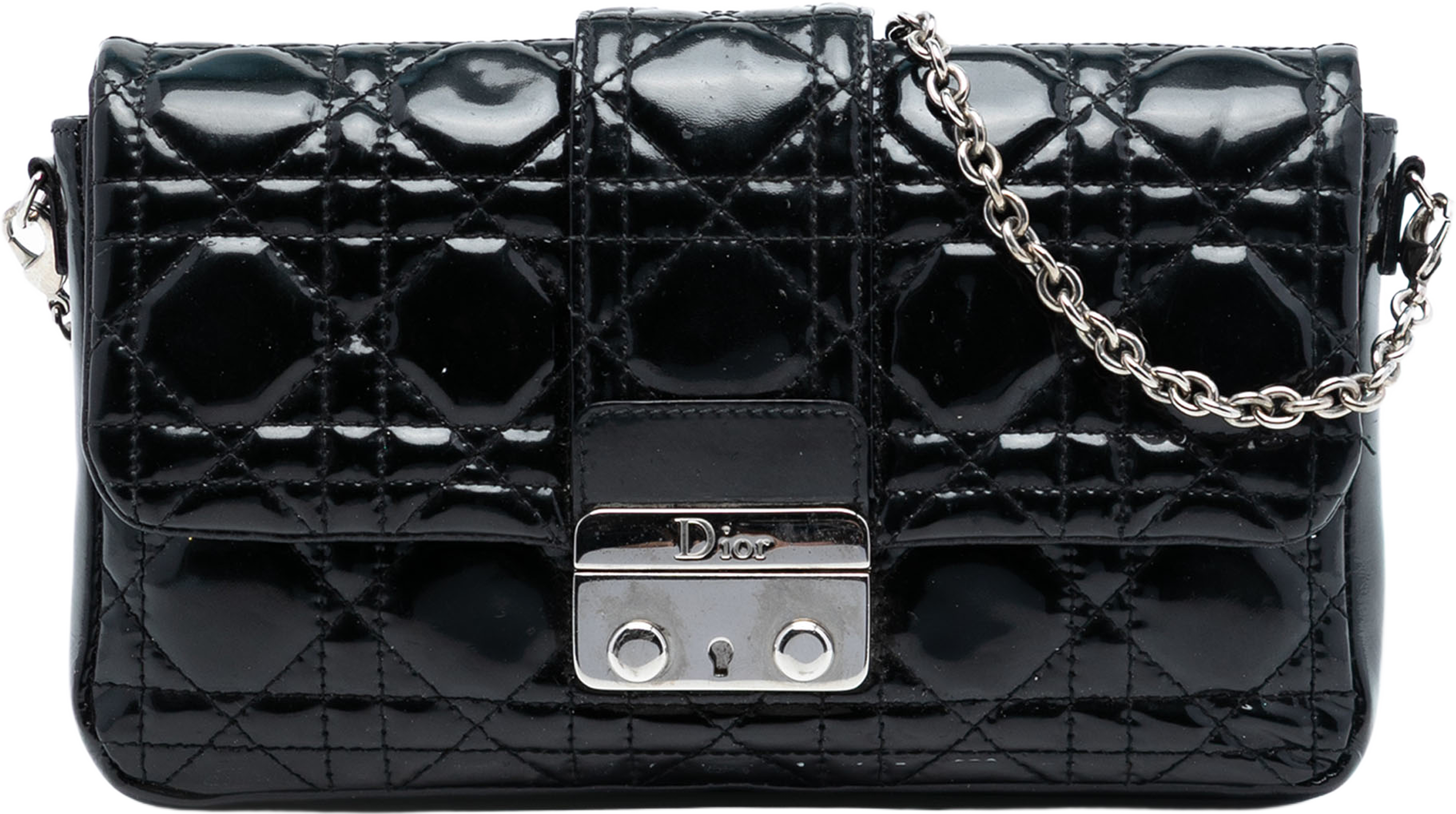 Dior Patent Cannage Miss Dior Promenade Crossbody, från Luxclusif, i färgen black. Klicka för att öppna bilden i stort format