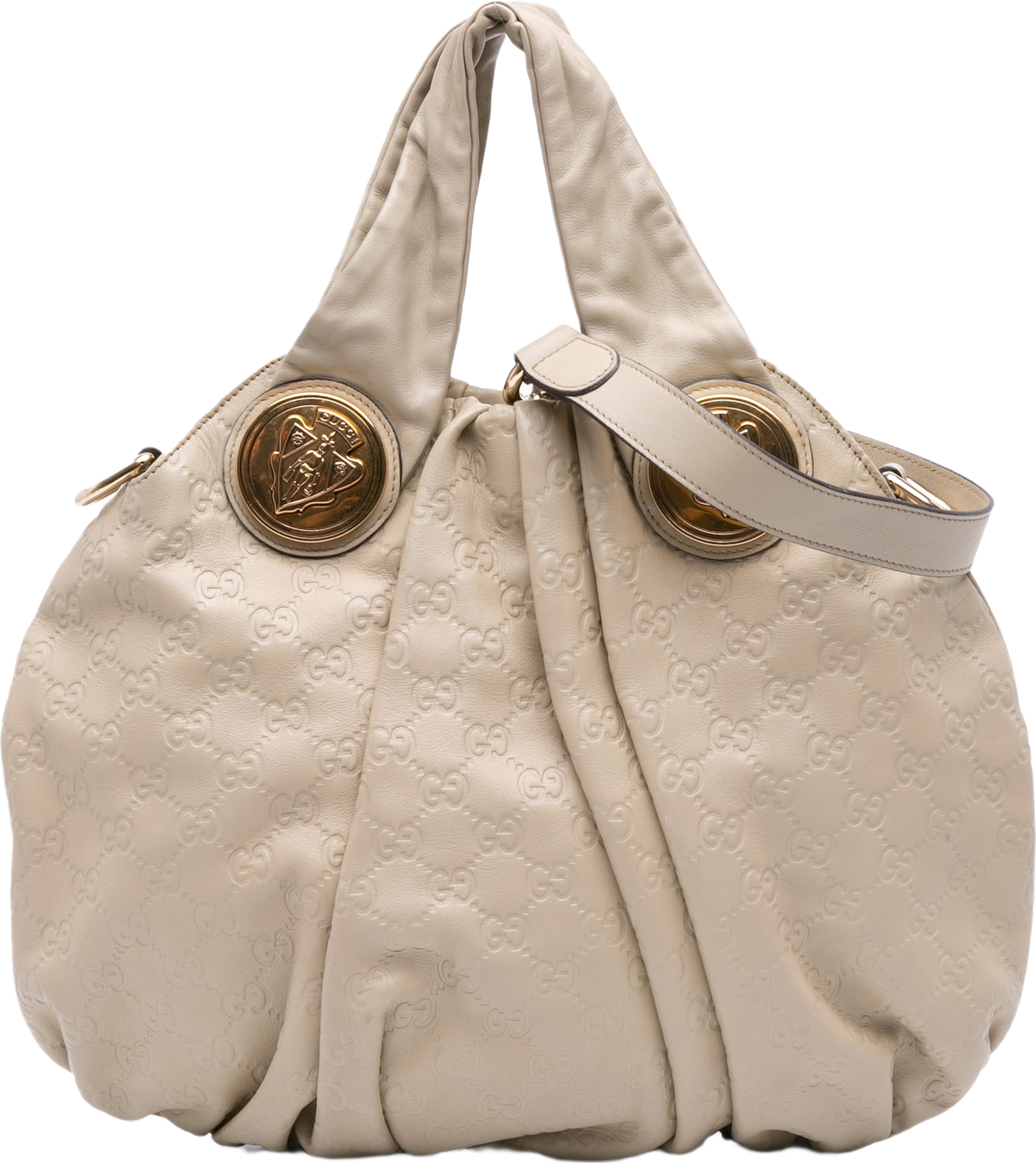 Gucci Medium Guccissima Hysteria Satchel, från Luxclusif, i färgen light beige.