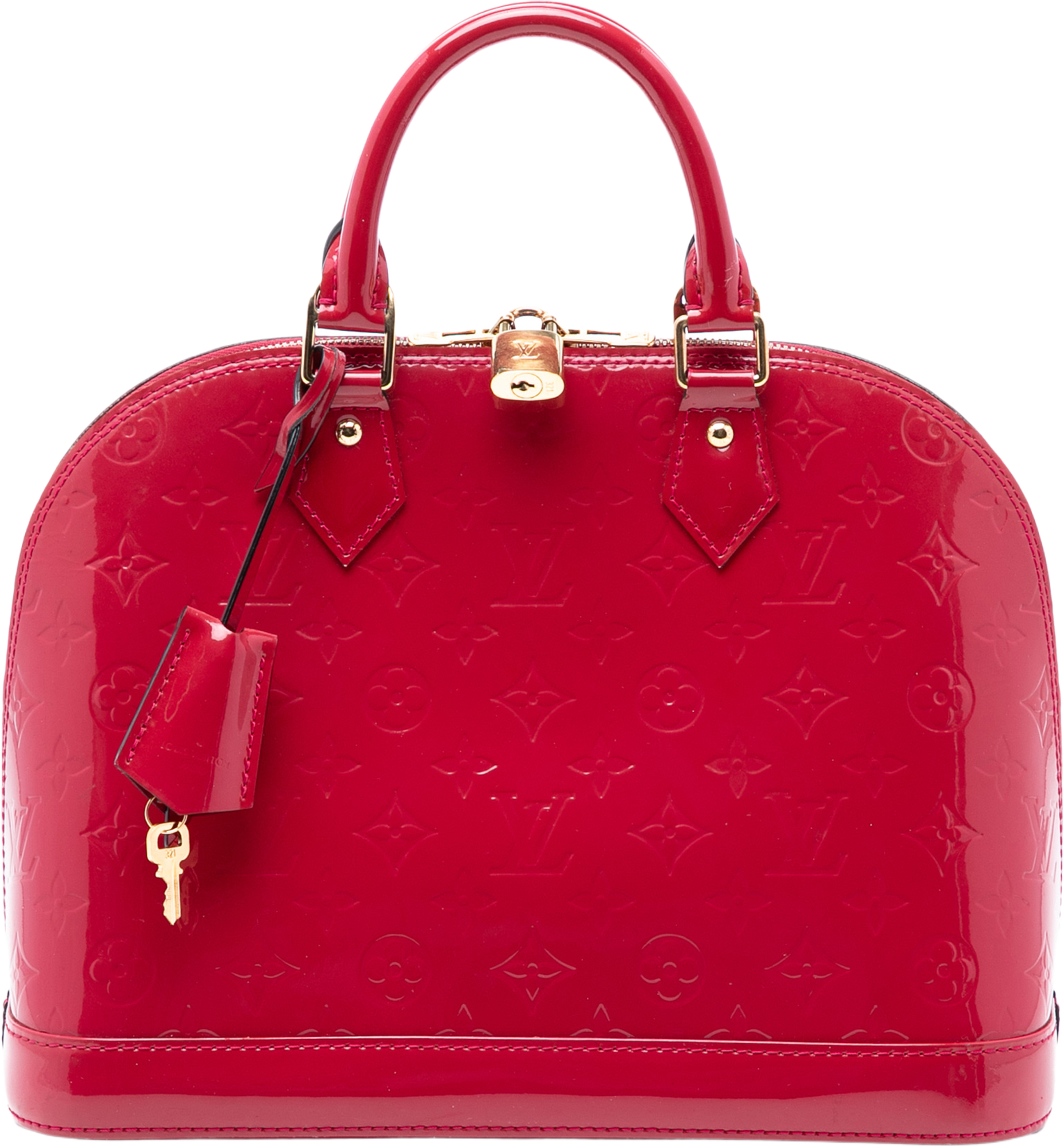 Louis Vuitton Monogram Vernis Alma Pm, från Luxclusif, i färgen red. Klicka för att öppna bilden i stort format