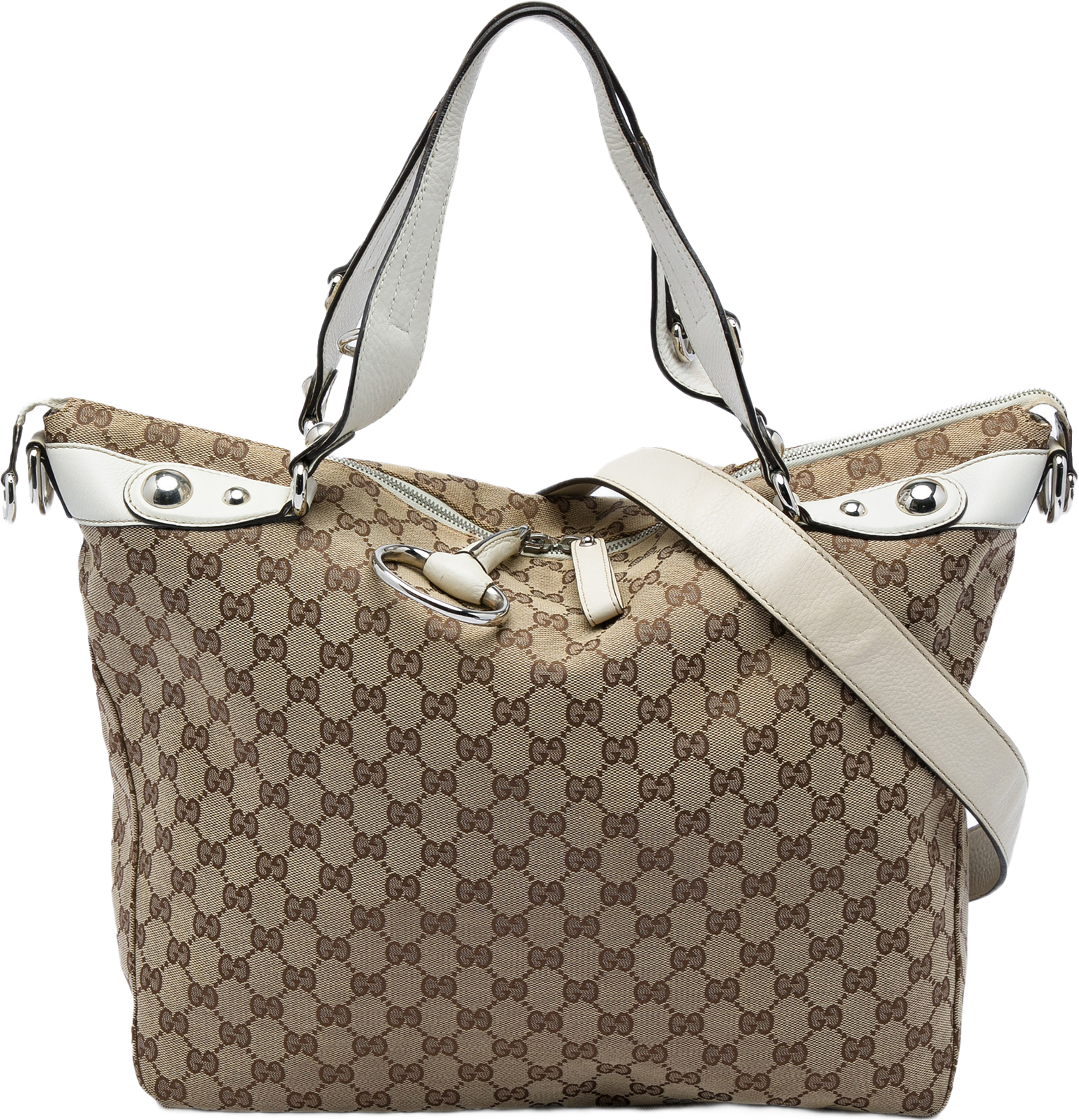 Gucci Gg Canvas Icon Bit Satchel, från Luxclusif, i färgen beige. Klicka för att öppna bilden i stort format