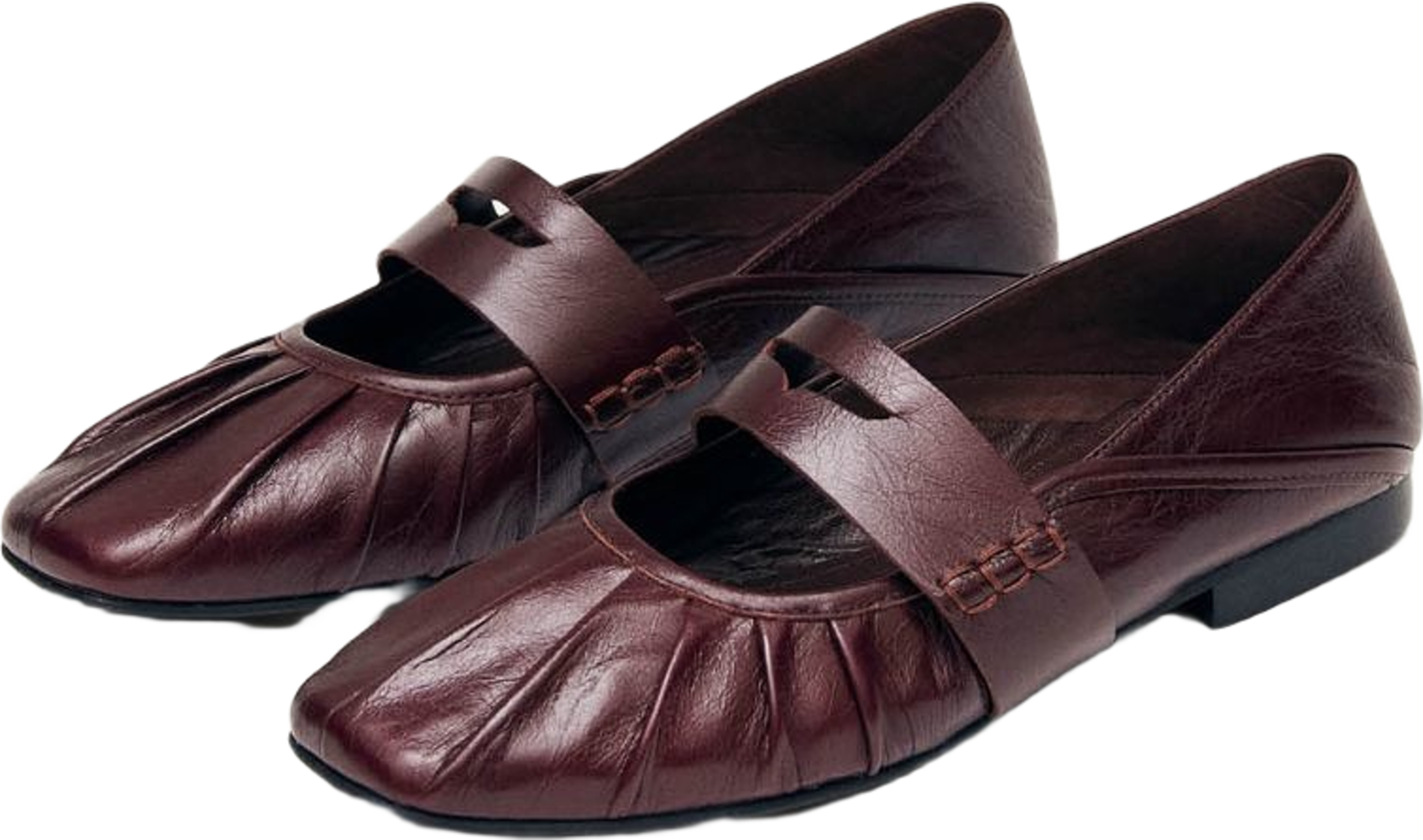 Bargo Burgundy Leather Ballet Flats