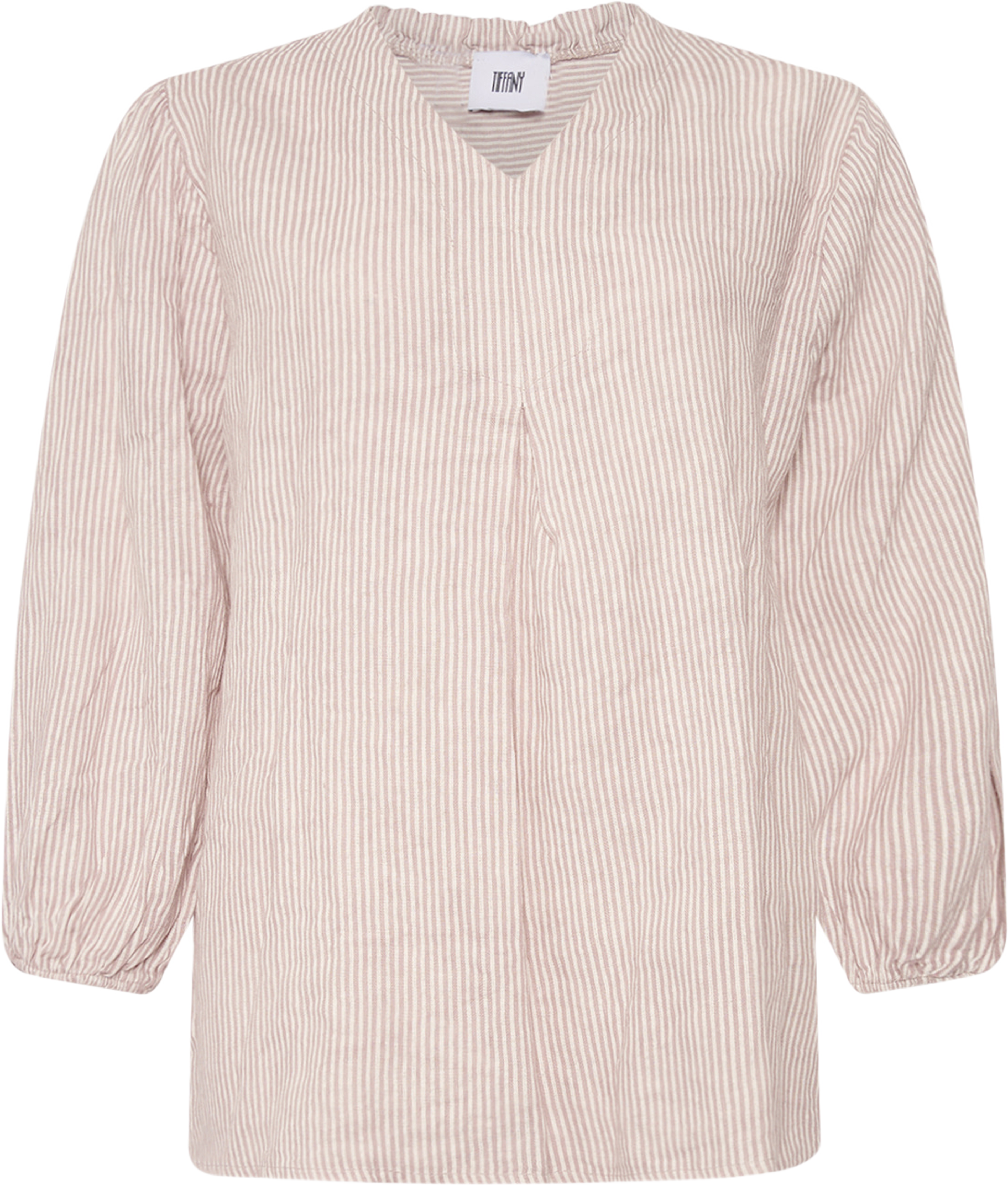 Ella, Blouse Stripe, Linen - Dust Lavender Stripe/cream