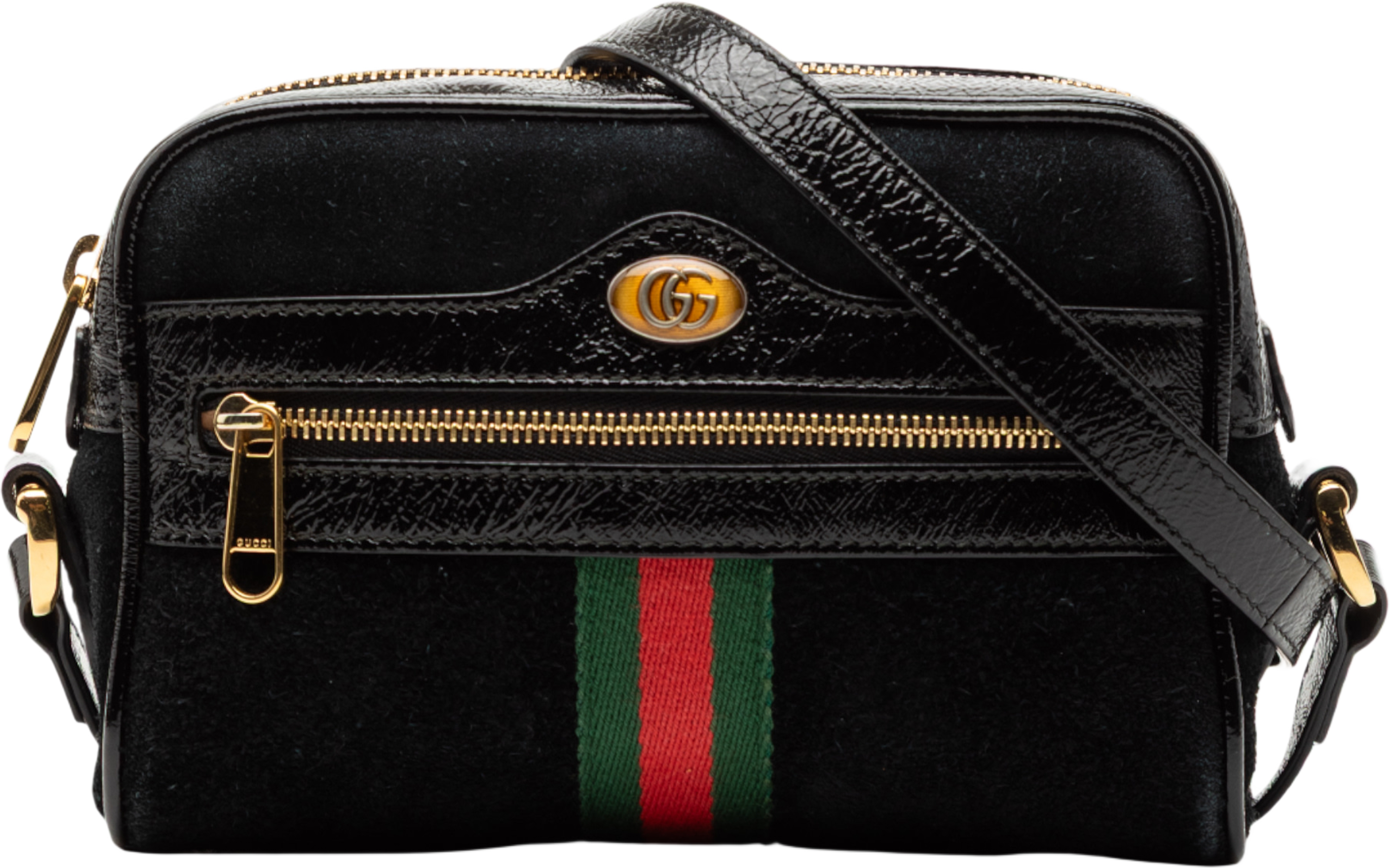 Gucci Mini Suede Ophidia Crossbody, från Luxclusif, i färgen black. Klicka för att öppna bilden i stort format
