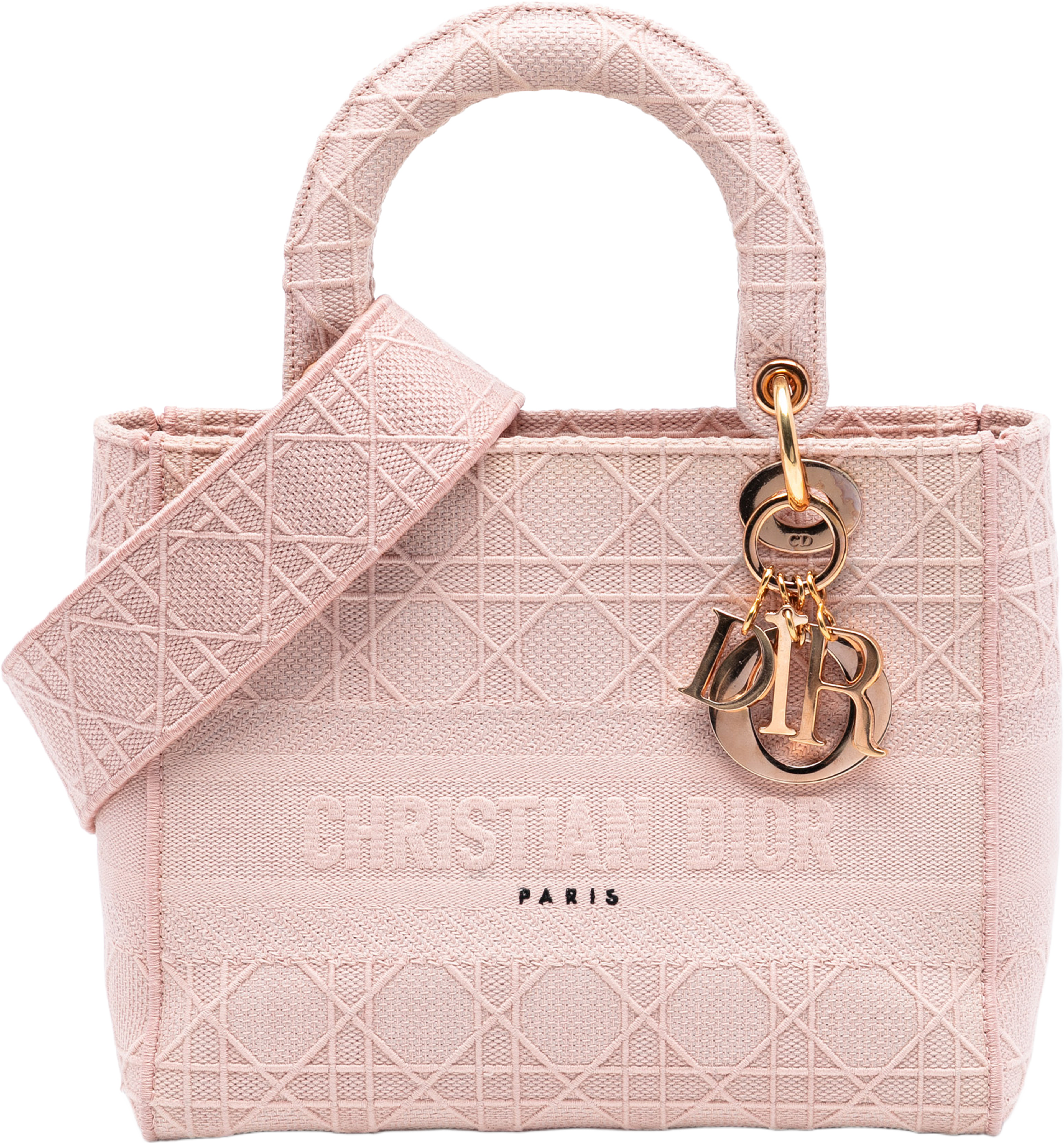 Dior Medium Canvas Cannage Lady D Lite, från Luxclusif, i färgen pink. Klicka för att öppna bilden i stort format