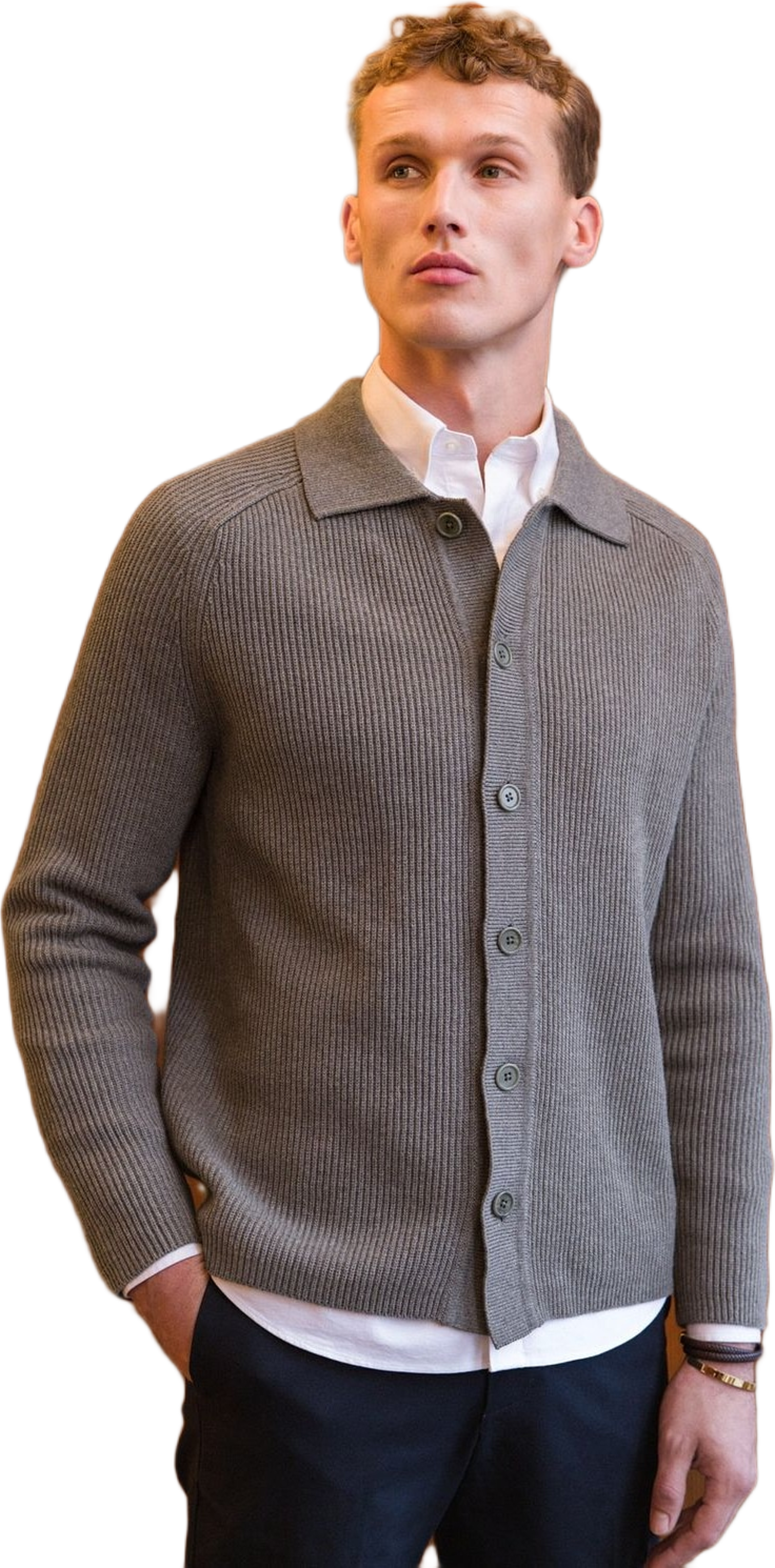 Cotton Rib Knitted Cardigan (milo)
