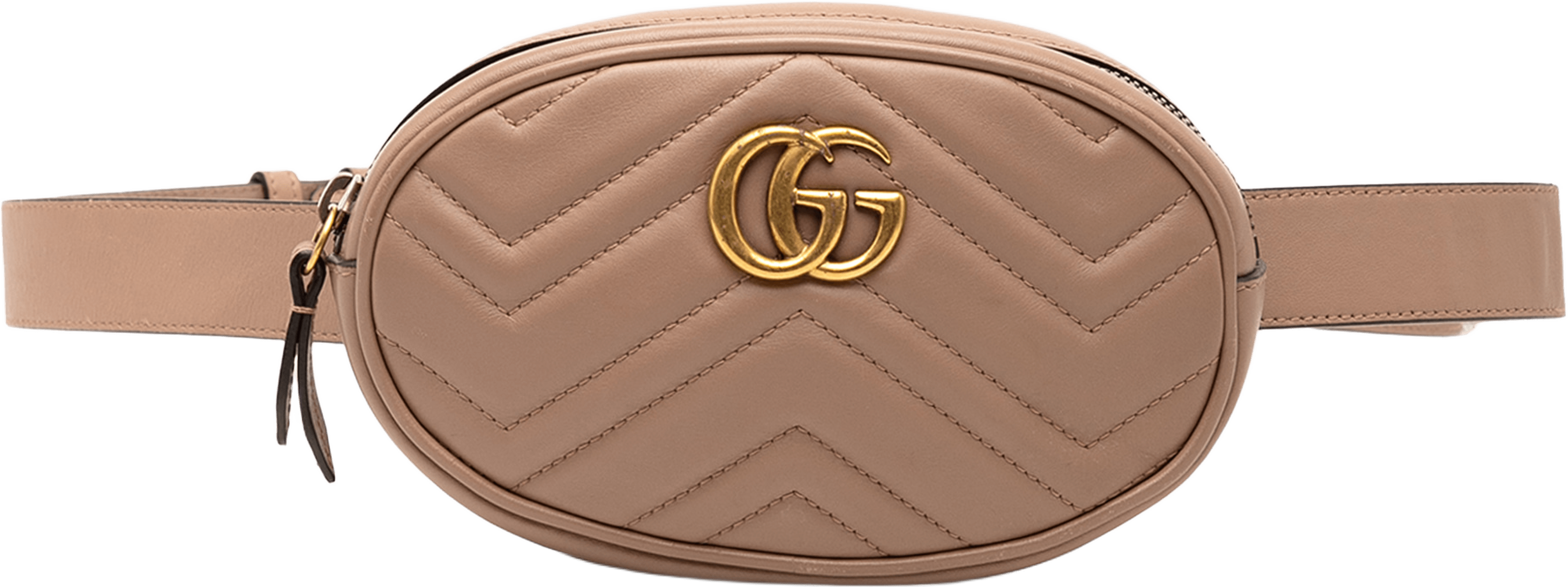 Gucci Gg Marmont Matelasse Leather Belt Bag, från Luxclusif, i färgen beige. Klicka för att öppna bilden i stort format
