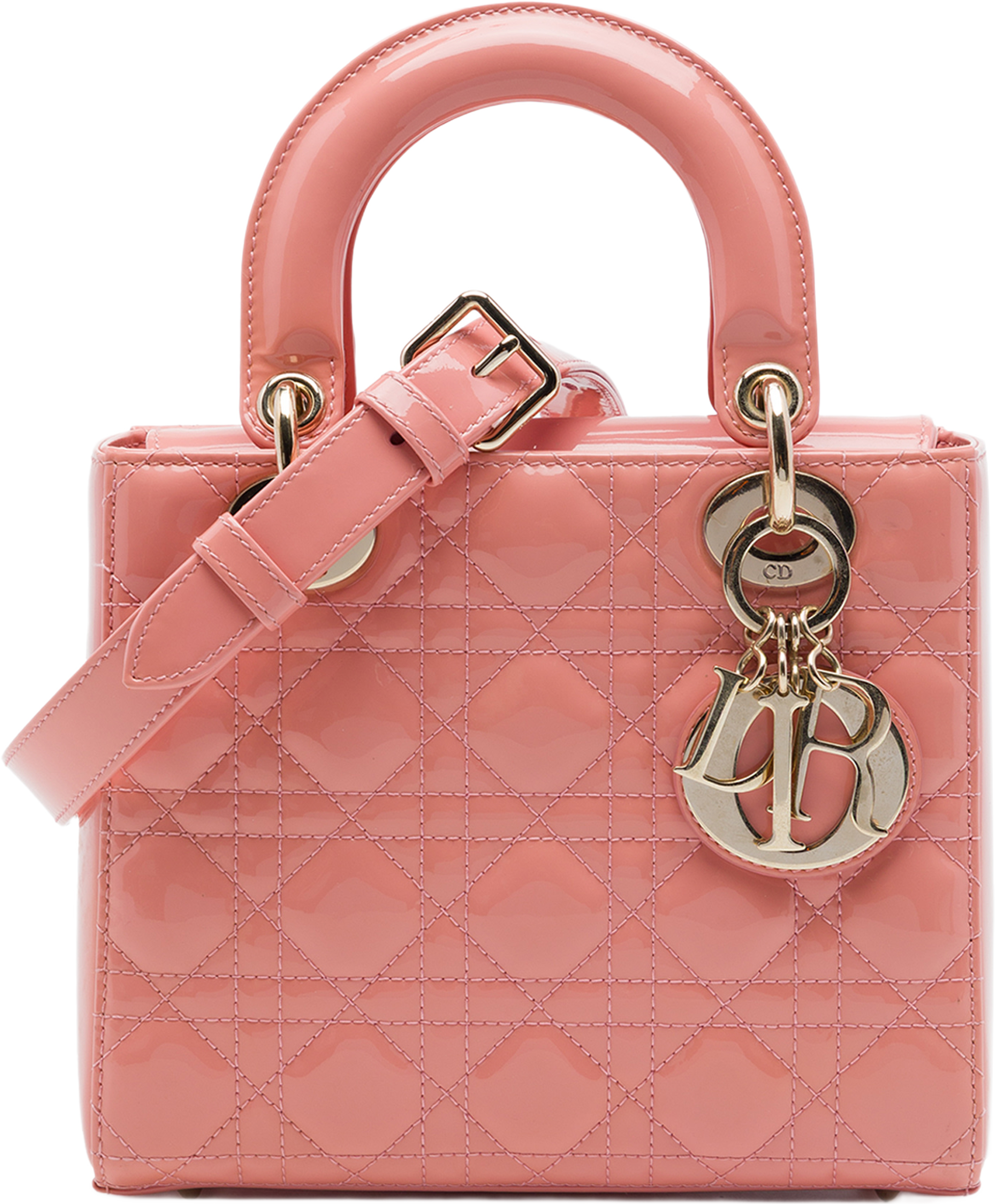 Dior Small Patent Cannage Lady Dior, från Luxclusif, i färgen rosa. Klicka för att öppna bilden i stort format