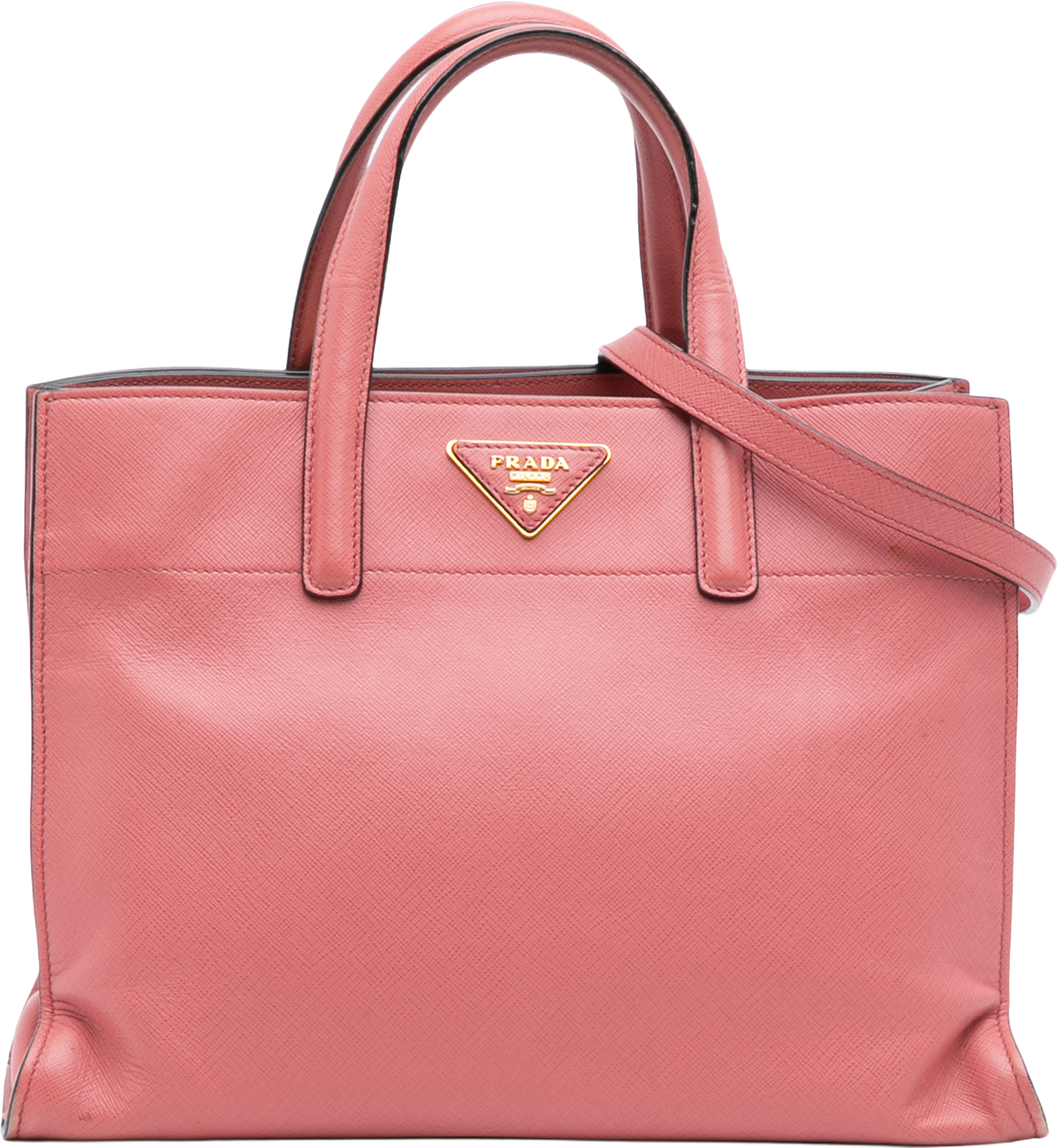 Prada Saffiano Soft Triple Pocket Tote, från Luxclusif, i färgen blush. Klicka för att öppna bilden i stort format