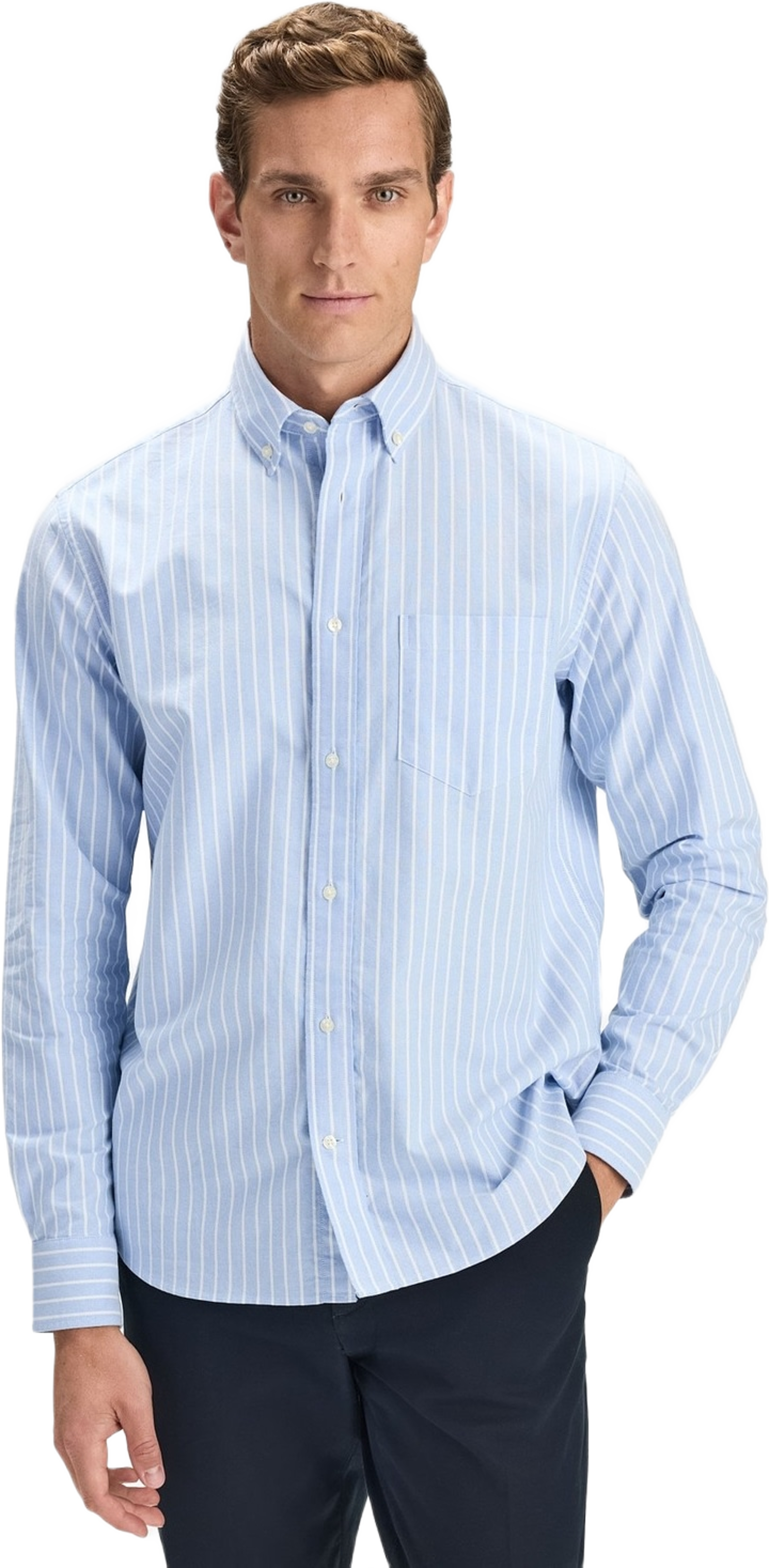 Cotton Striped Casual Oxford Shirt (joe)