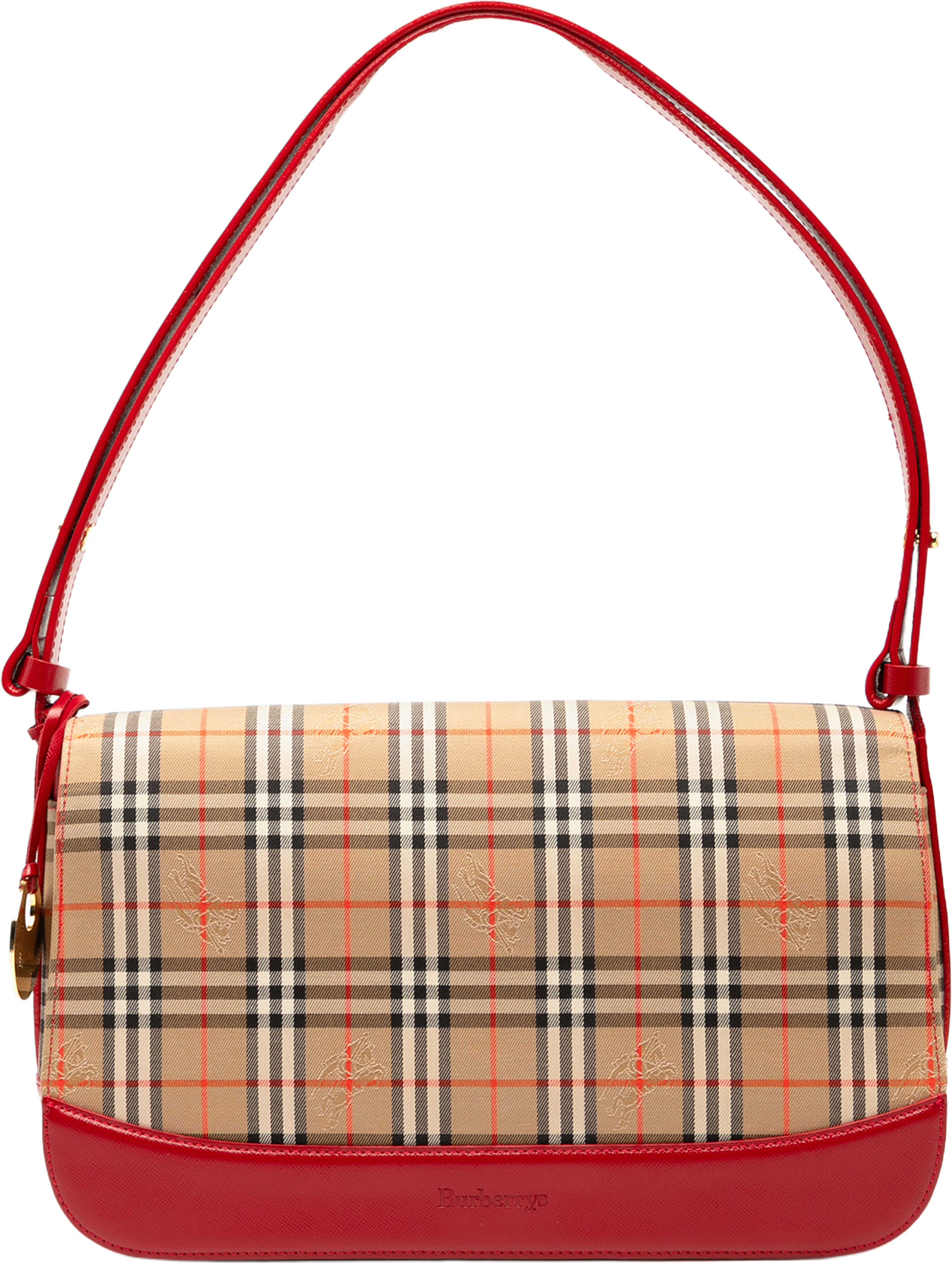 Burberry Haymarket Check Canvas Shoulder Bag, från Luxclusif, i färgen beige. Klicka för att öppna bilden i stort format