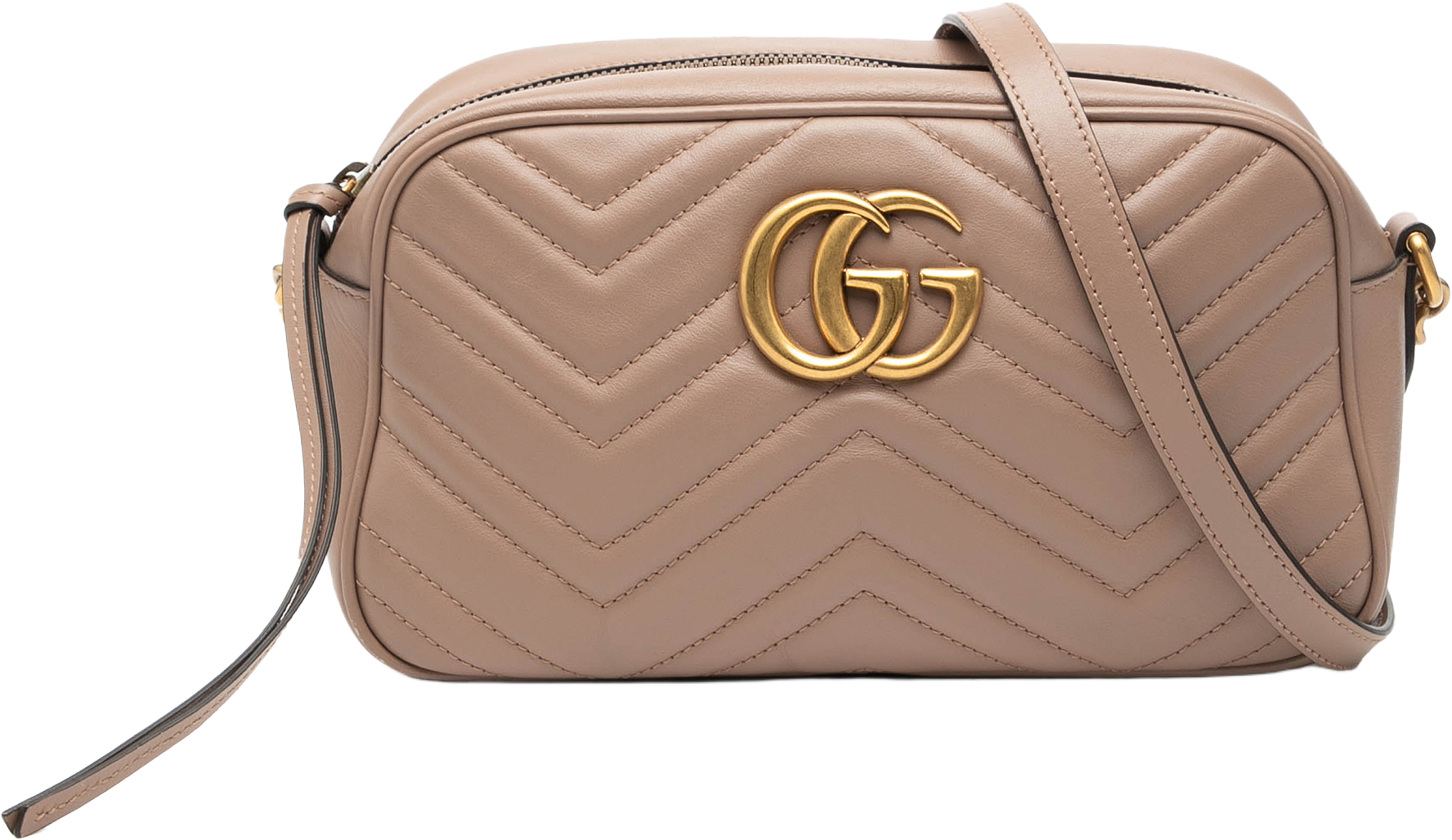 Gucci Small Gg Marmont Matelasse Leather Crossbody, från Luxclusif, i färgen nude. Klicka för att öppna bilden i stort format
