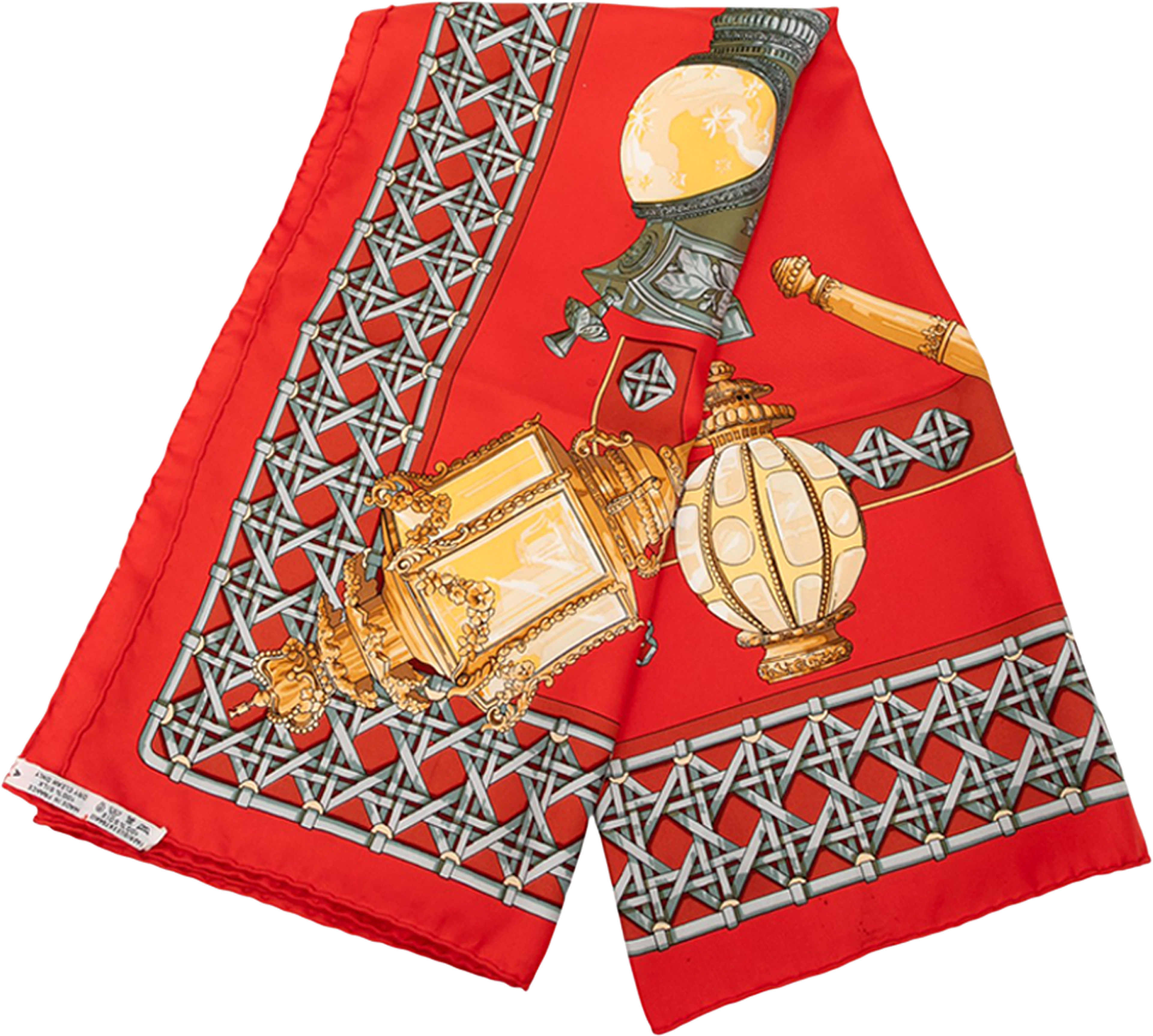 Hermès Feux De Route Silk Scarf, från Luxclusif, i färgen red. Klicka för att öppna bilden i stort format