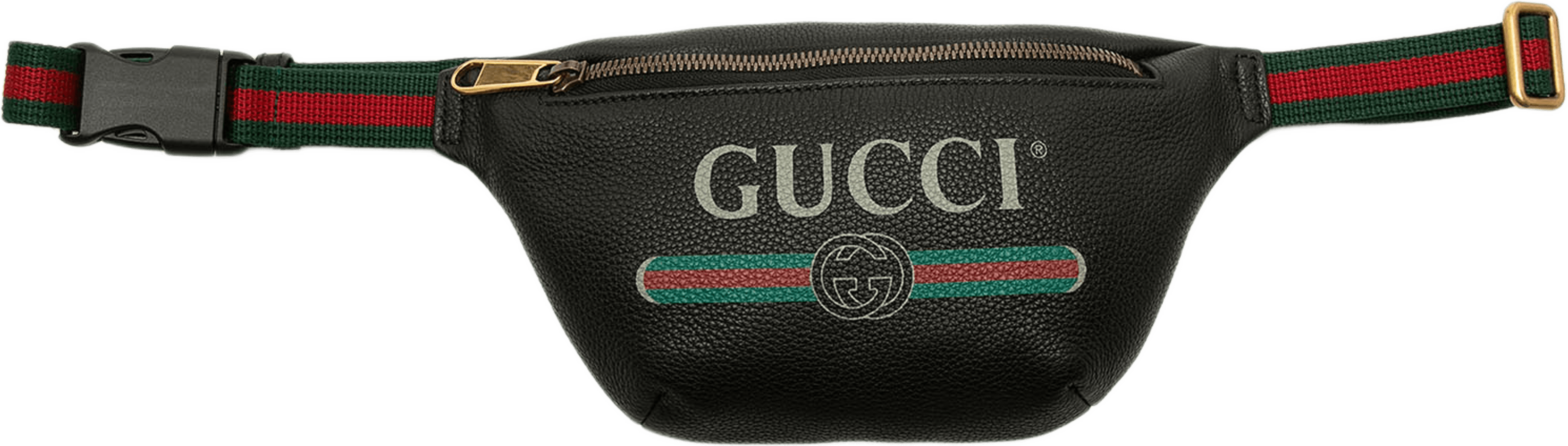 Gucci Small Grained Calfskin Web Logo Belt Bag, från Luxclusif, i färgen svart. Klicka för att öppna bilden i stort format