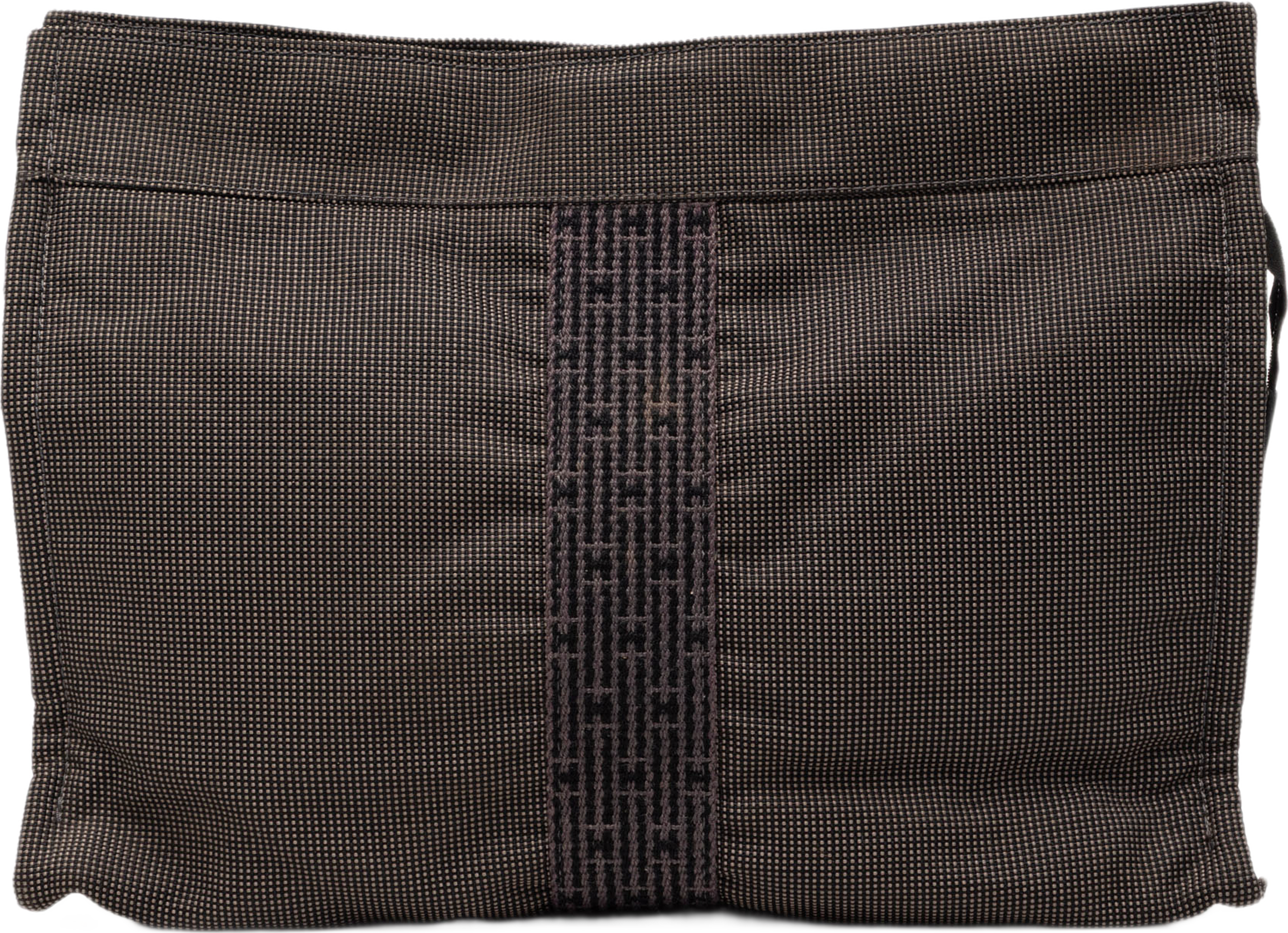 Hermès Canvas Herline Clutch, från Luxclusif, i färgen gray. Klicka för att öppna bilden i stort format