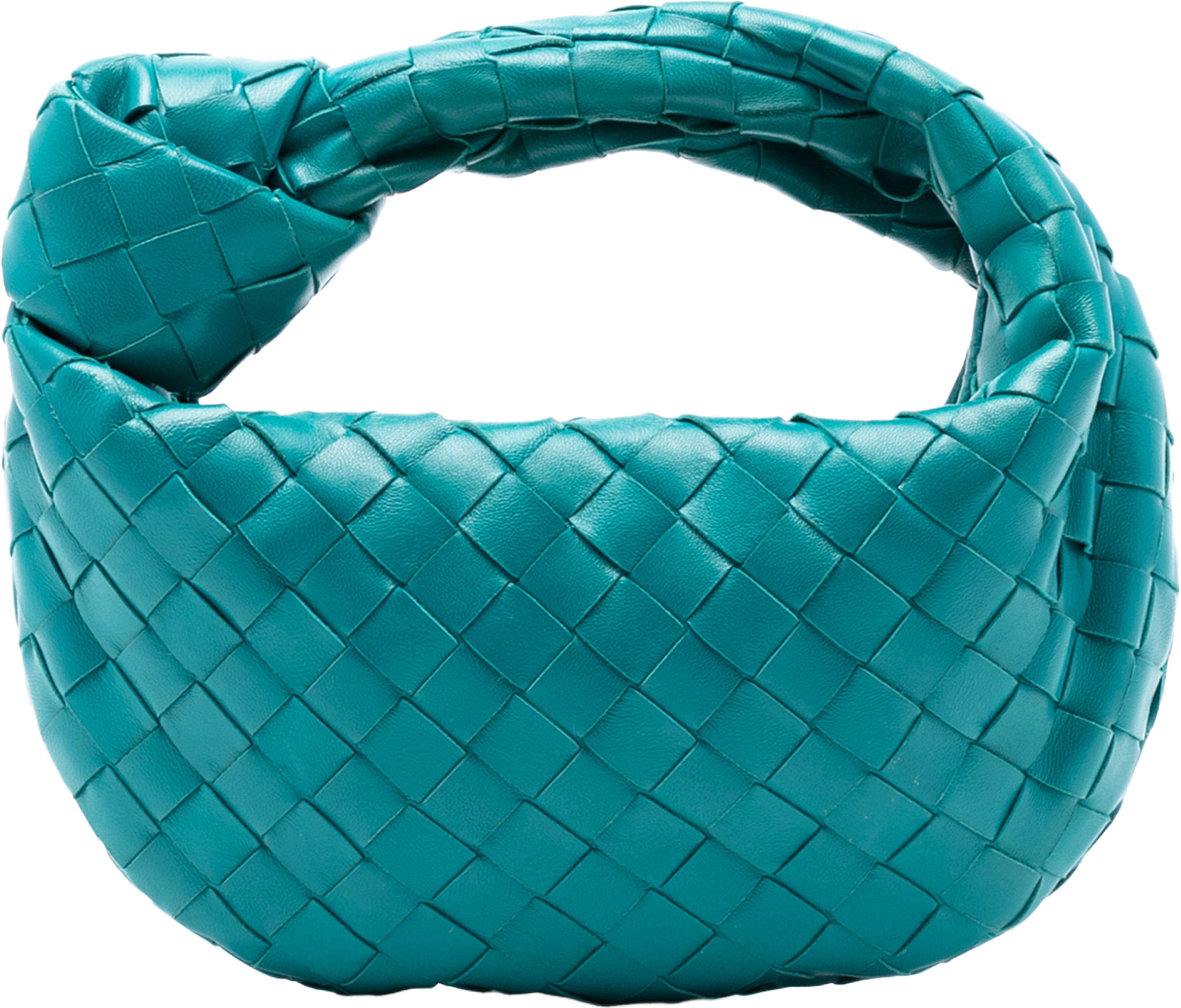 Bottega Veneta Mini Nappa Intrecciato Jodie, från Luxclusif, i färgen turquoise. Klicka för att öppna bilden i stort format