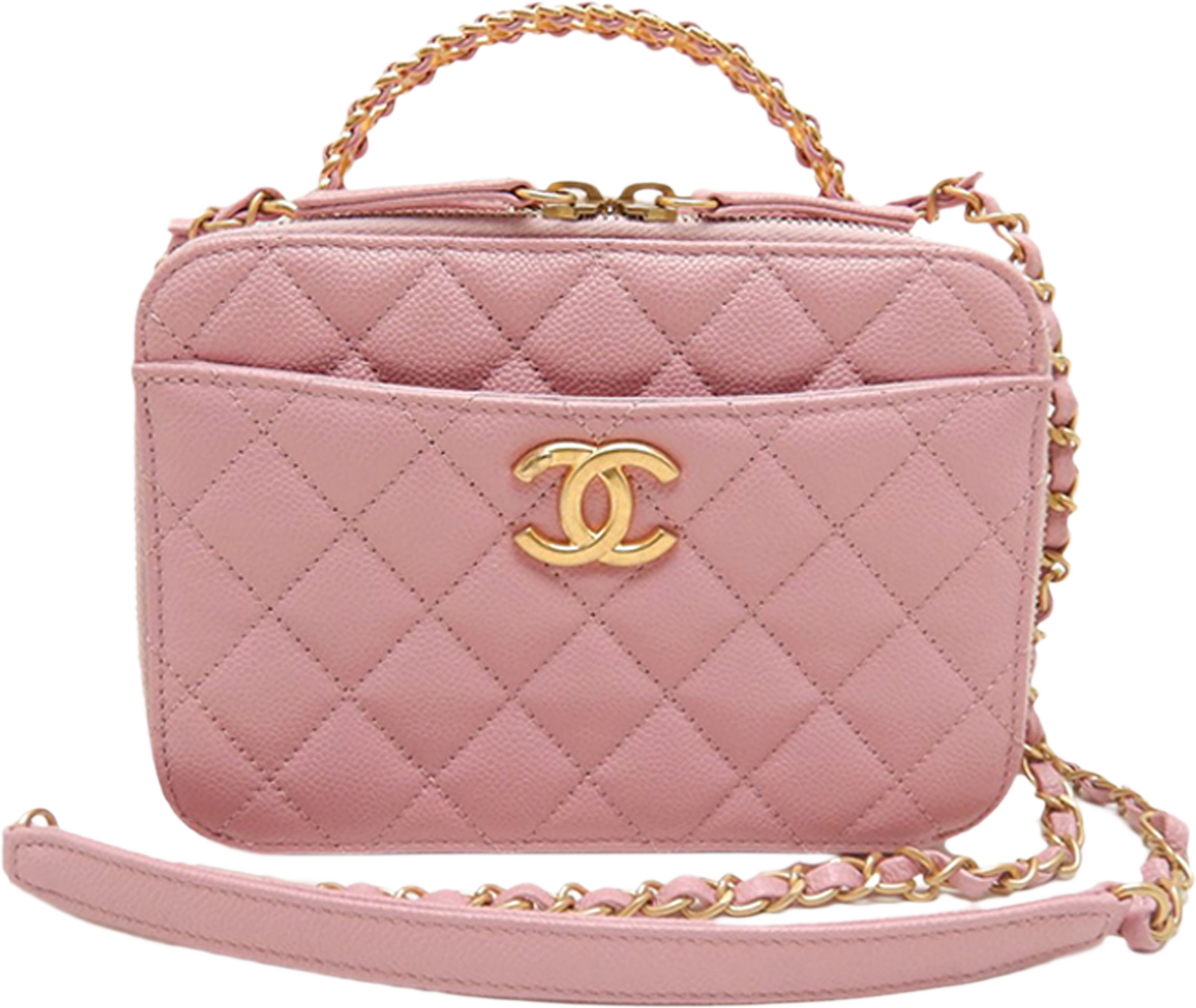 Chanel Small Quilted Caviar Pick Me Up Vanity Case, från Luxclusif, i färgen rosa. Klicka för att öppna bilden i stort format