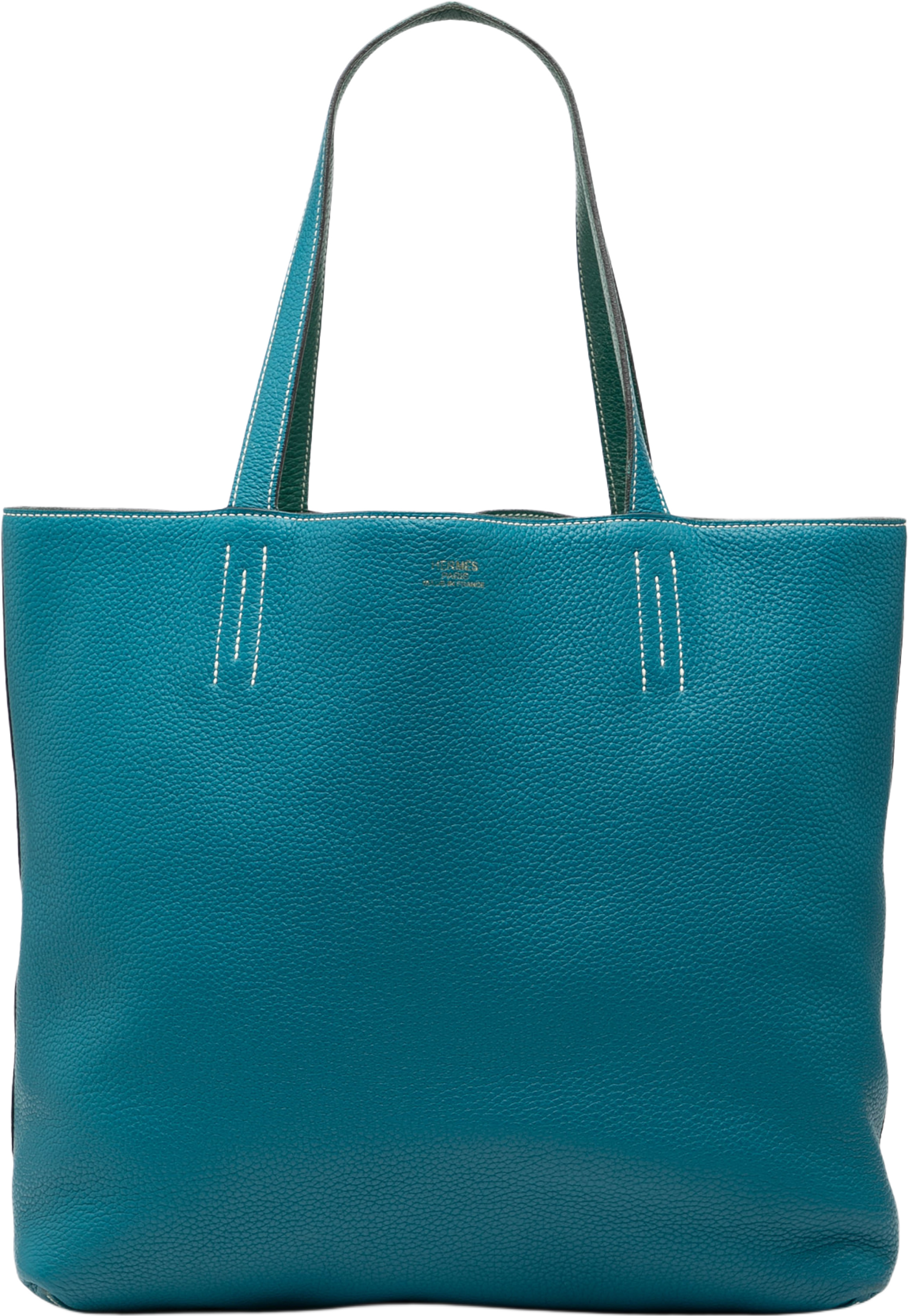 Hermès Clemence Double Sens 45, från Luxclusif, i färgen peacock. Klicka för att öppna bilden i stort format