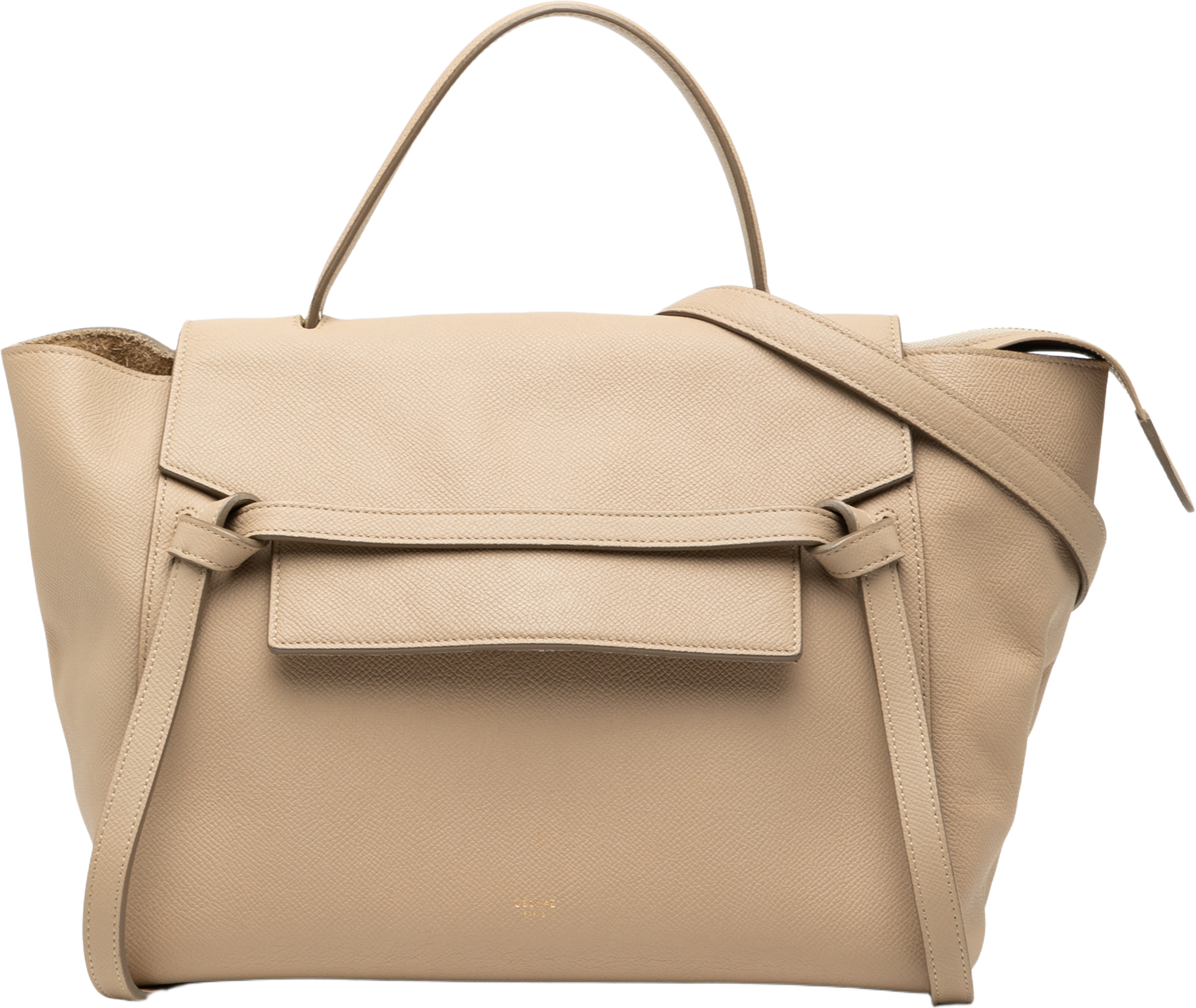 Celine Mini Grained Calfskin Belt Bag, från Luxclusif, i färgen beige. Klicka för att öppna bilden i stort format
