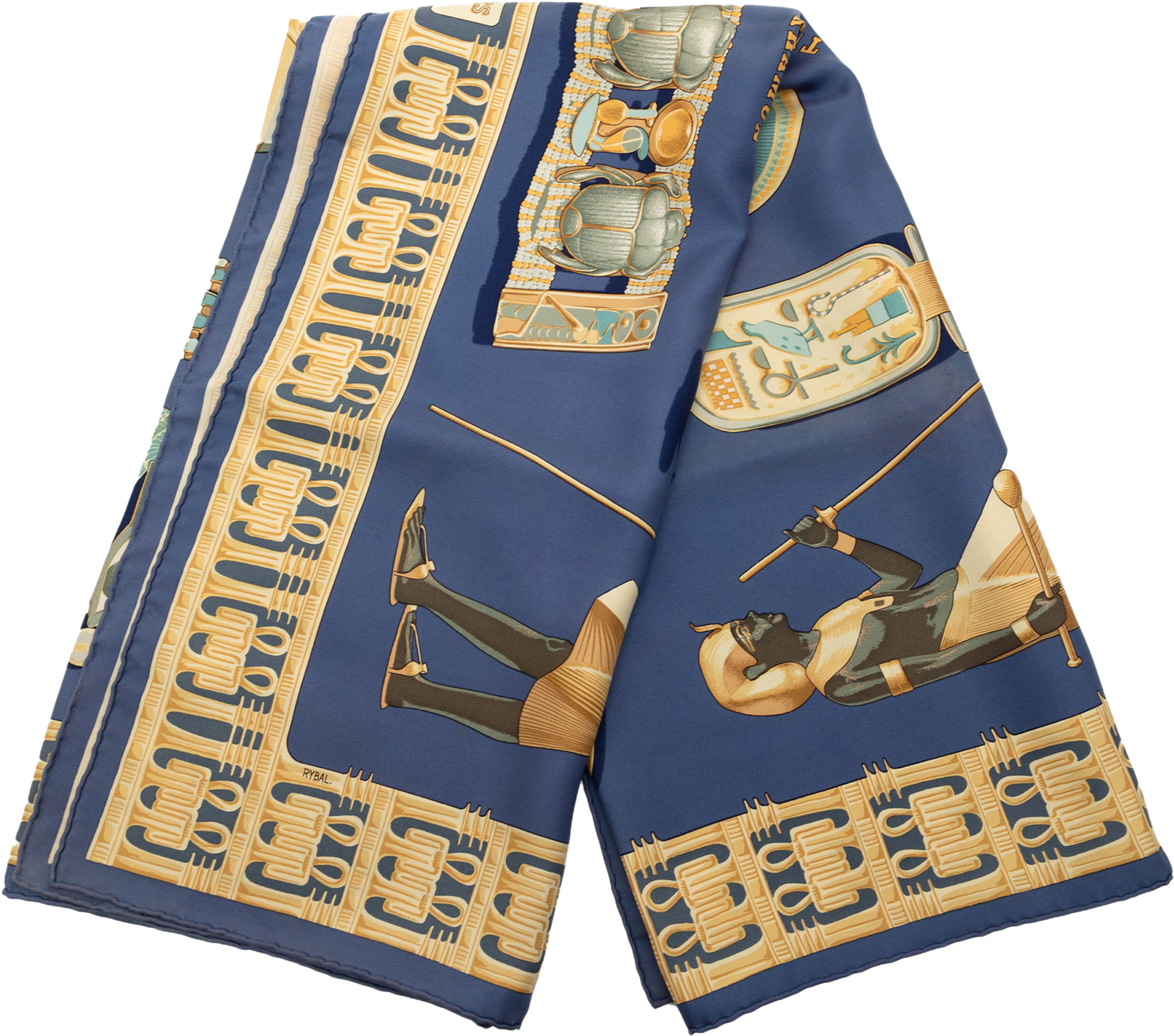 Hermès Tutankhamun Silk Scarf 90, från Luxclusif, i färgen blue. Klicka för att öppna bilden i stort format