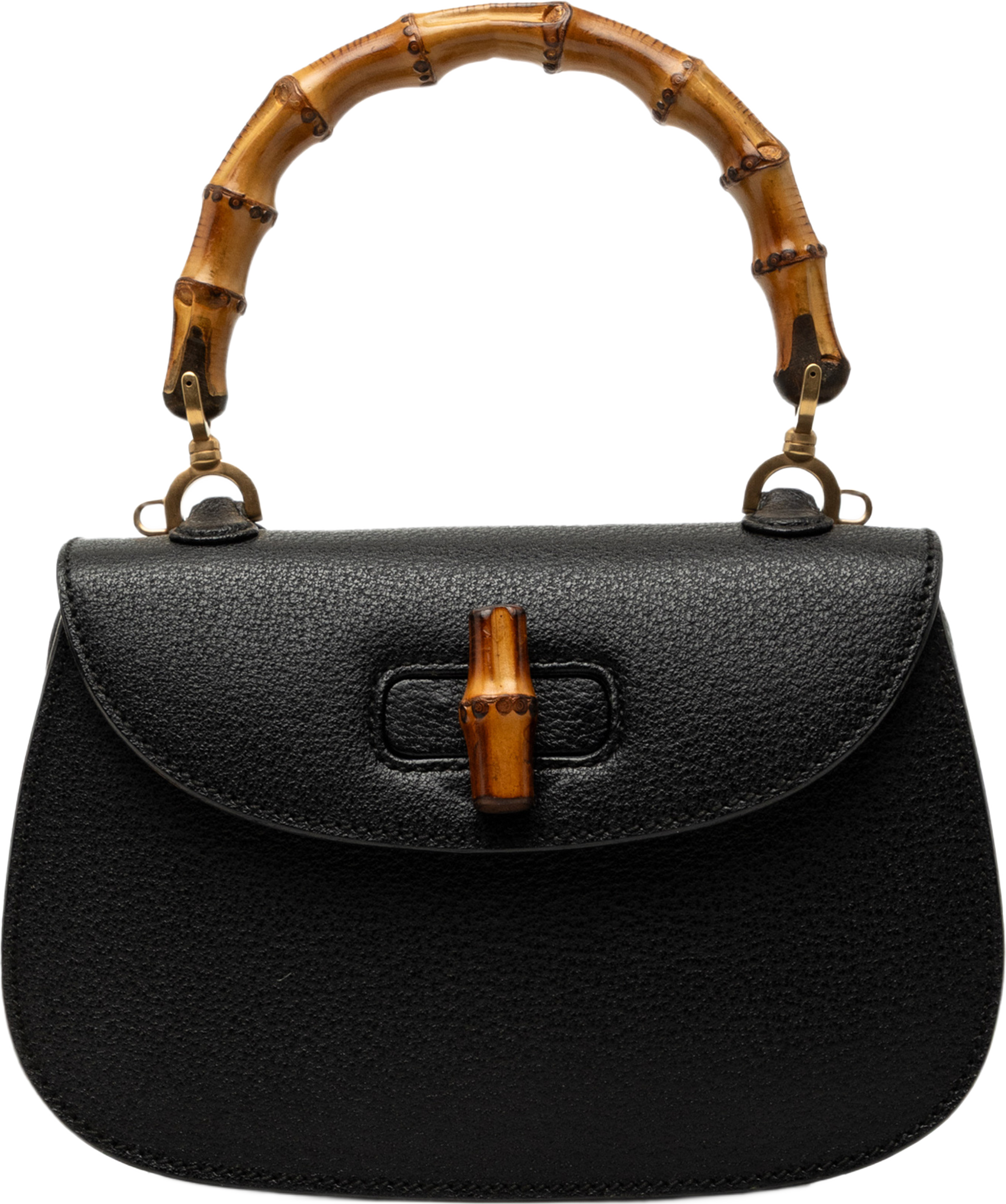 Gucci Small Grained Calfskin Bamboo Night, från Luxclusif, i färgen svart. Klicka för att öppna bilden i stort format