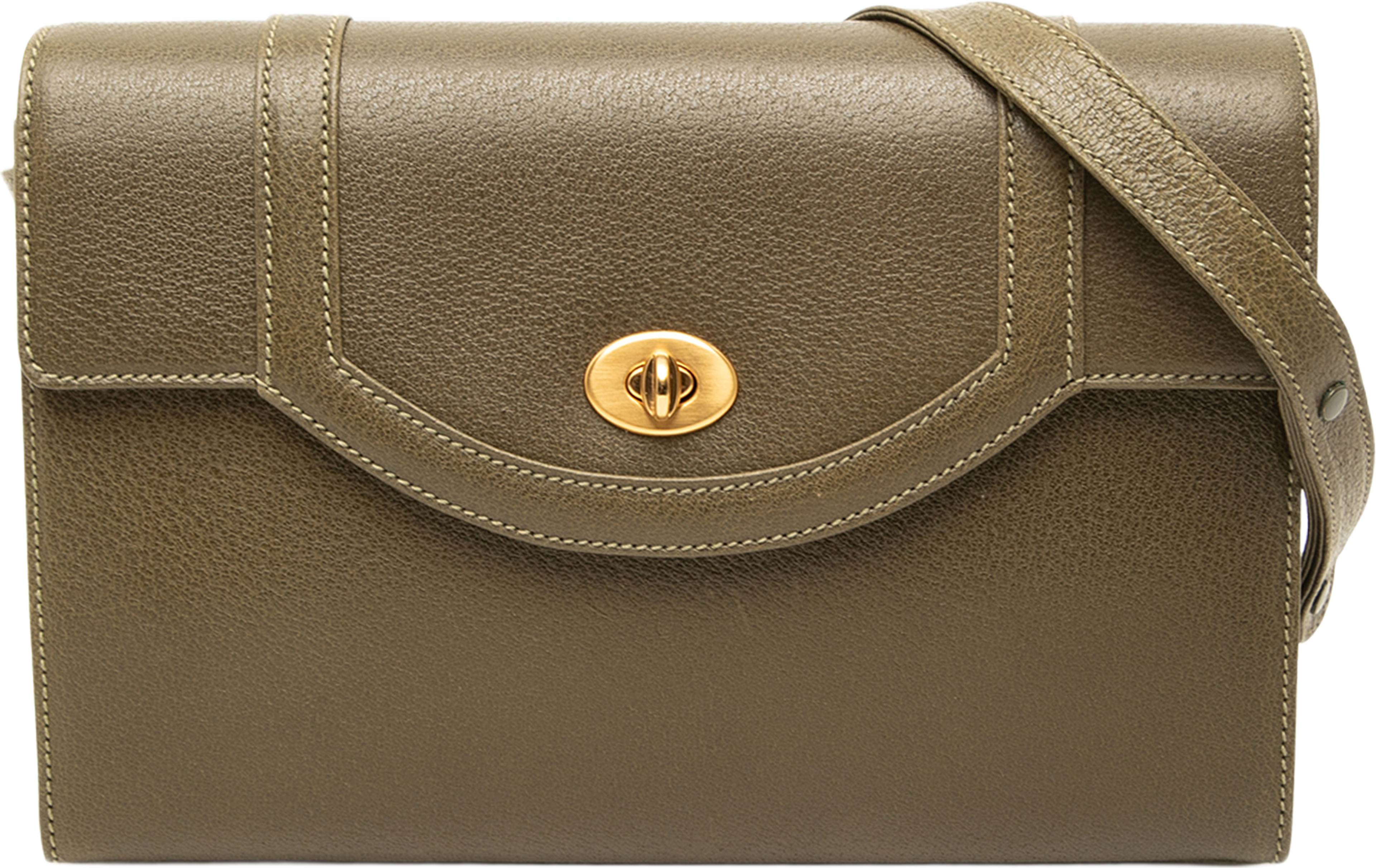 Gucci Calfskin Turnlock Flap Crossbody, från Luxclusif, i färgen grön. Klicka för att öppna bilden i stort format