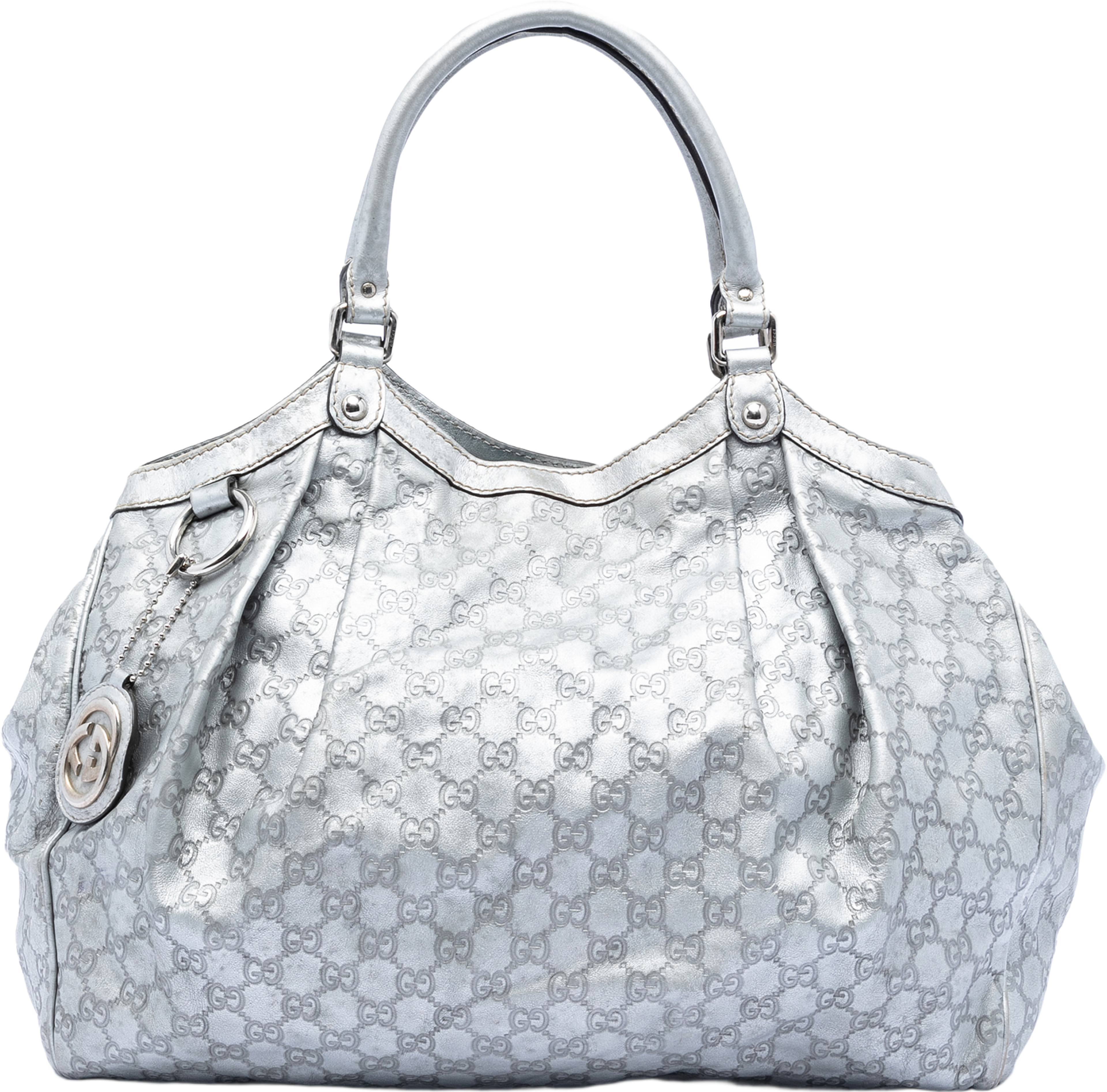 Gucci Large Guccissima Sukey Tote, från Luxclusif, i färgen silver. Klicka för att öppna bilden i stort format