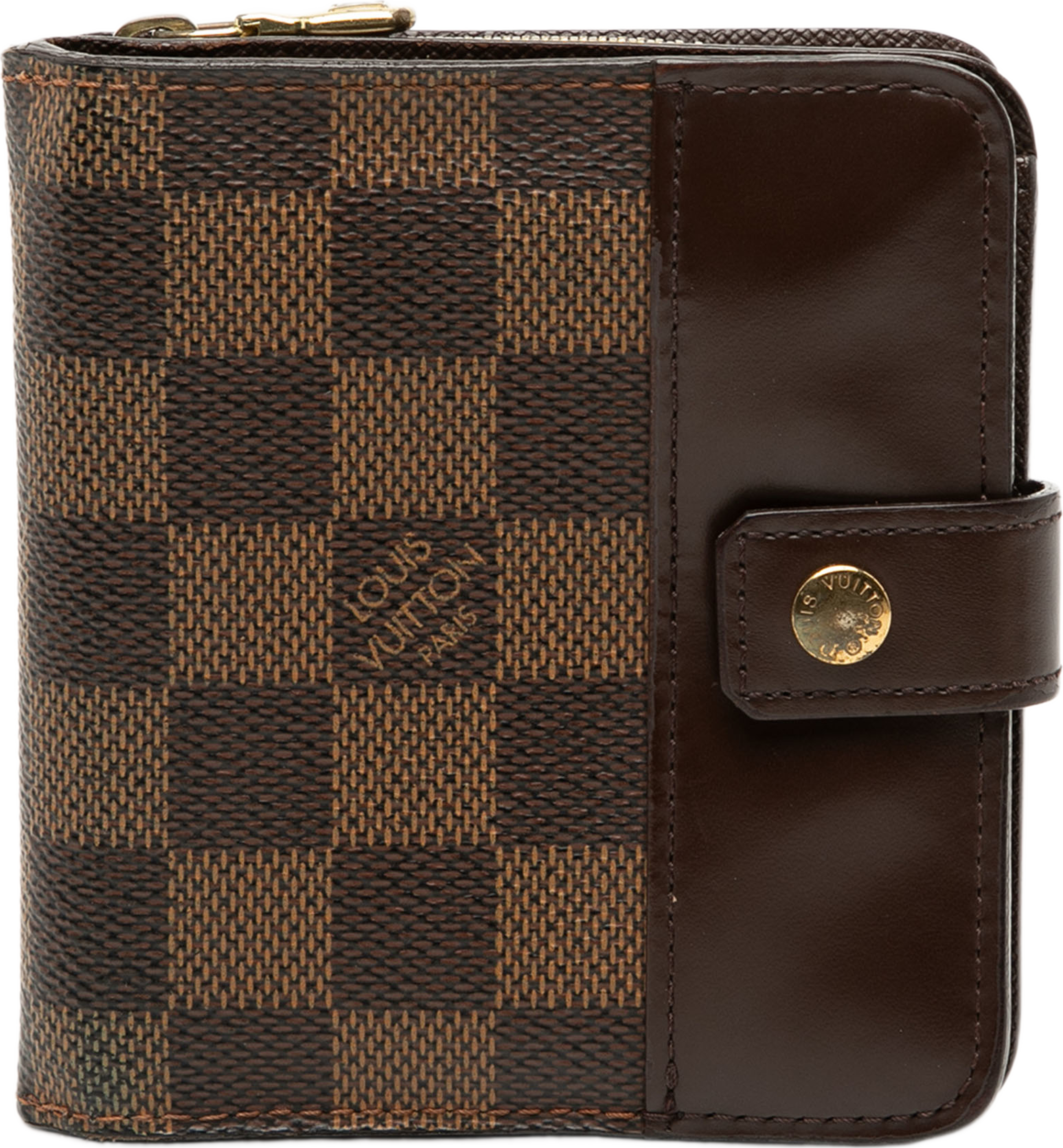 Louis Vuitton Damier Ebene Compact Zip Wallet, från Luxclusif, i färgen brown. Klicka för att öppna bilden i stort format