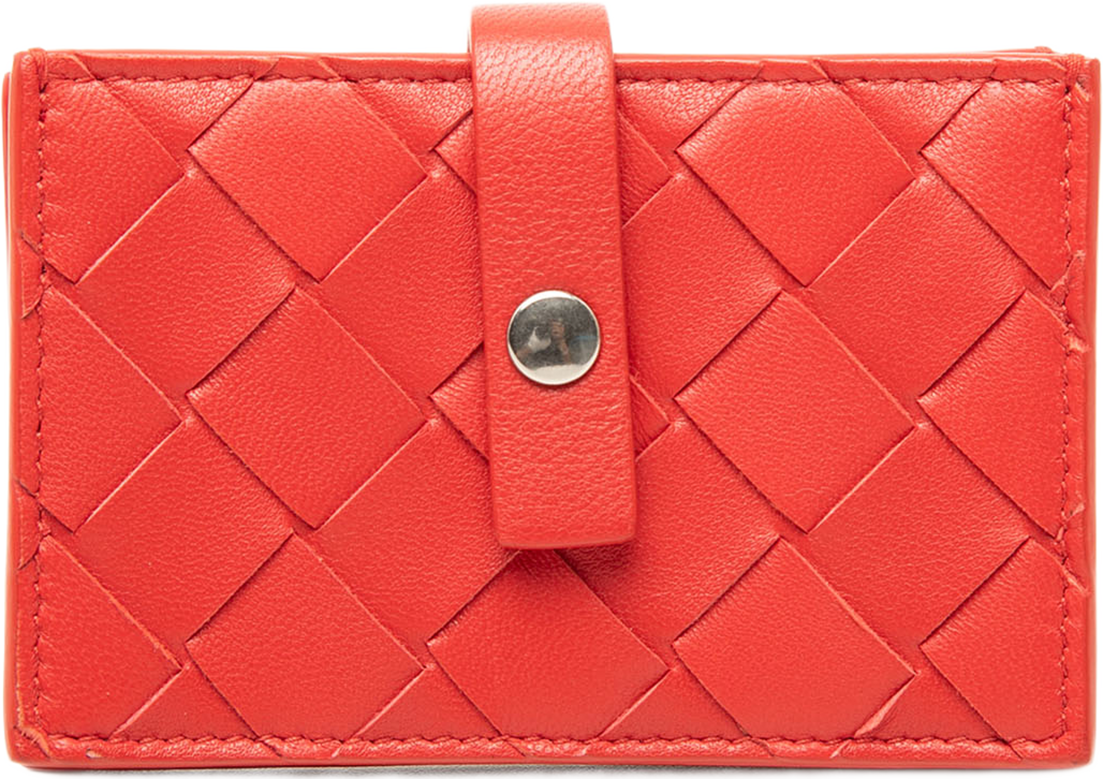 Bottega Veneta Nappa Intrecciato Card Holder, från Luxclusif, i färgen röd. Klicka för att öppna bilden i stort format