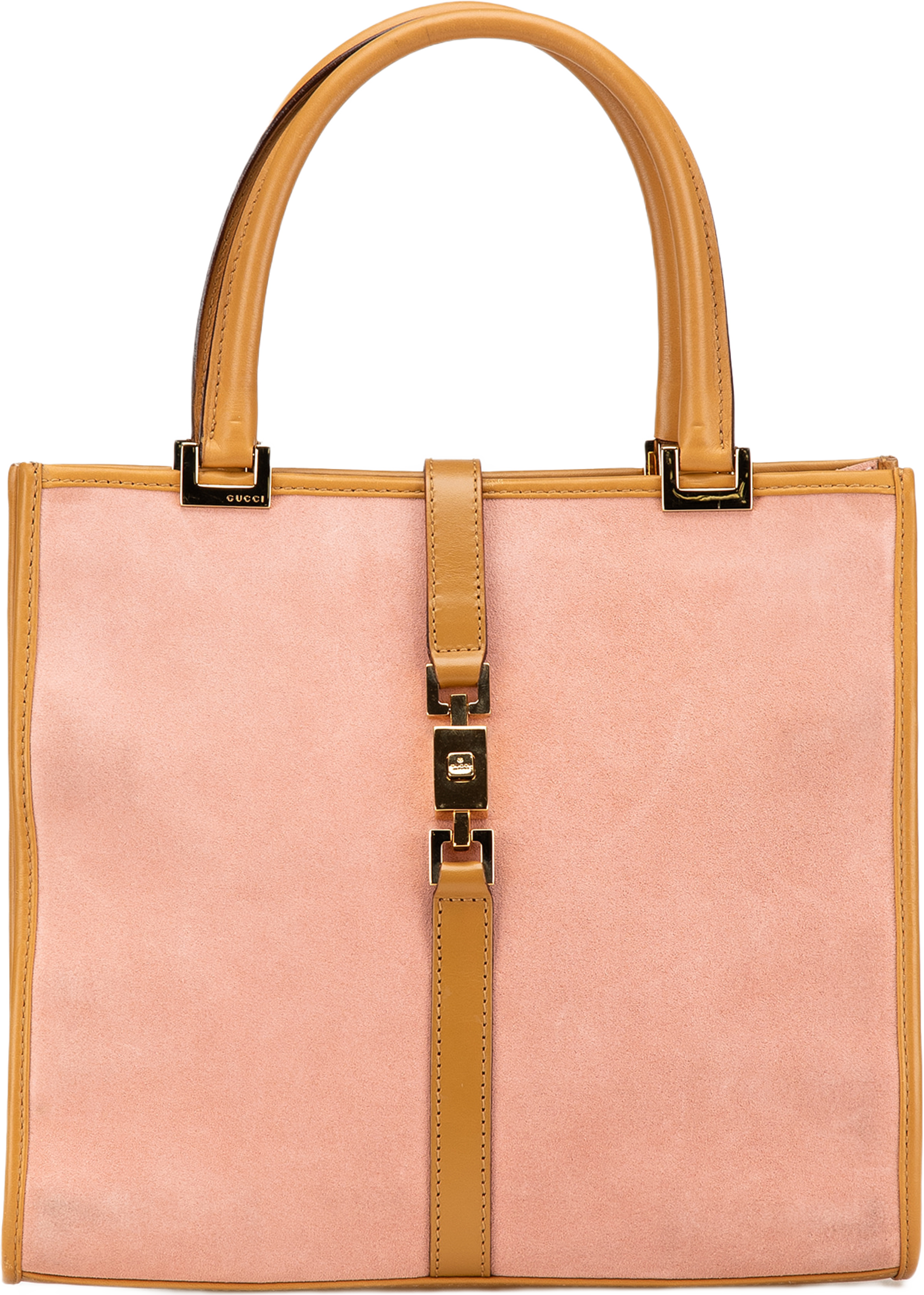 Gucci Suede Jackie Handbag, från Luxclusif, i färgen light pink. Klicka för att öppna bilden i stort format