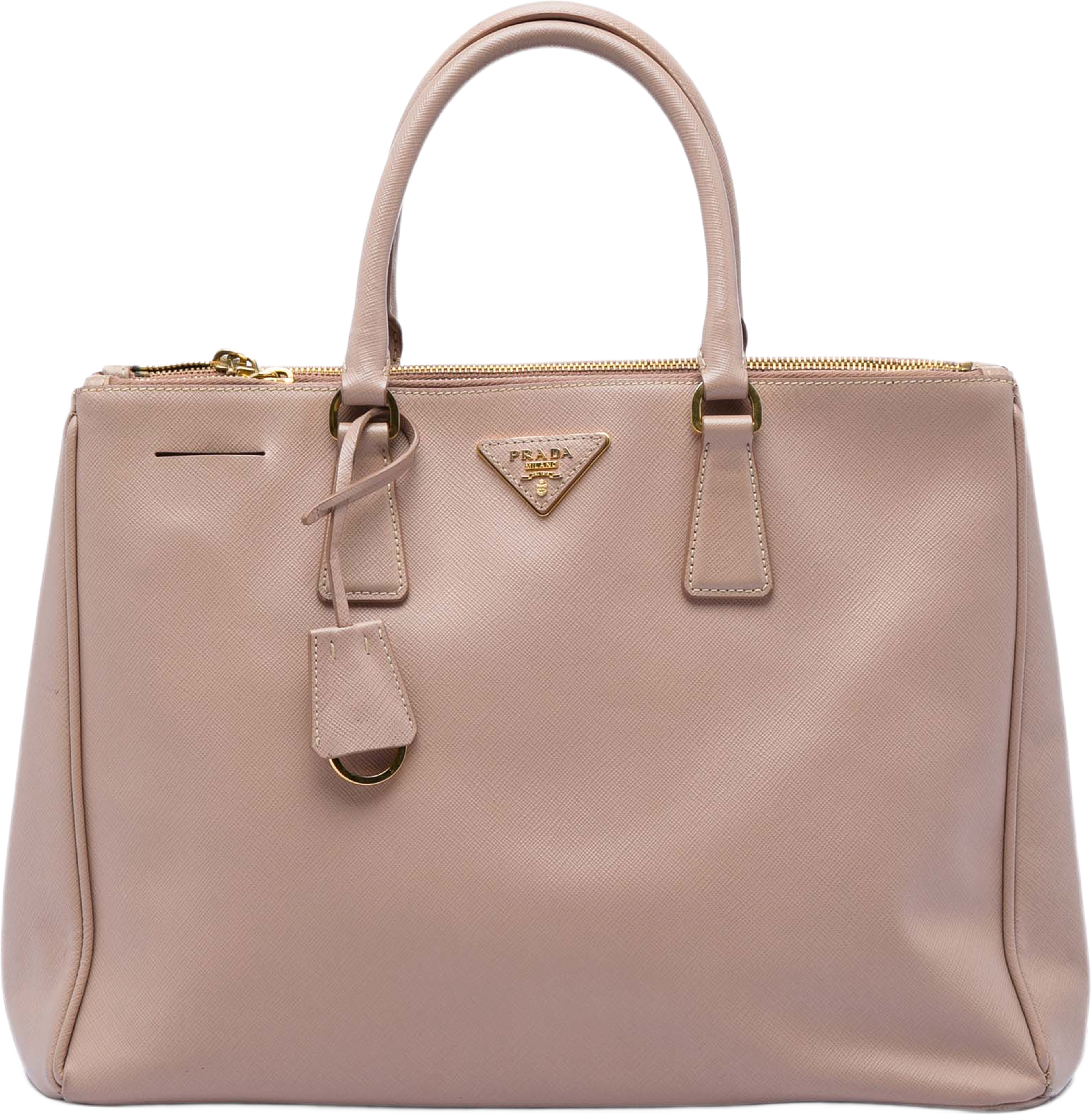 Prada Medium Saffiano Lux Galleria Double Zip Tote, från Luxclusif, i färgen brun. Klicka för att öppna bilden i stort format
