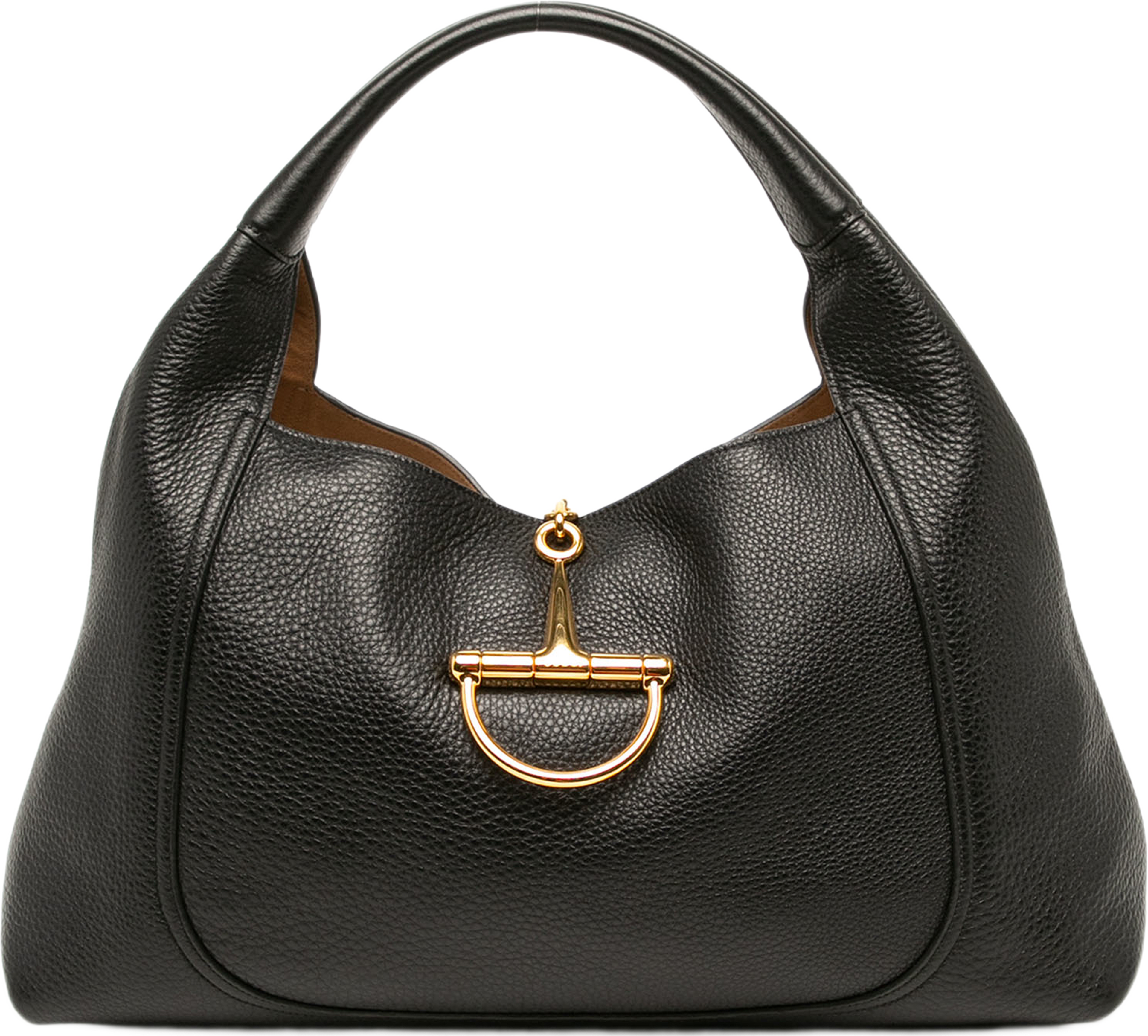 Gucci Maxi Grained Calfskin Softbit Hobo, från Luxclusif, i färgen svart. Klicka för att öppna bilden i stort format