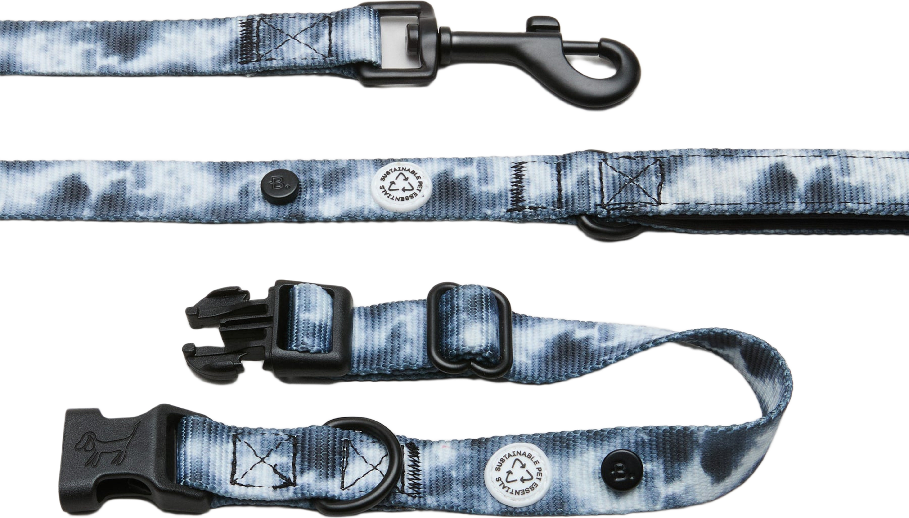 Tie Dye Black Dog Collar Walk Kit - M