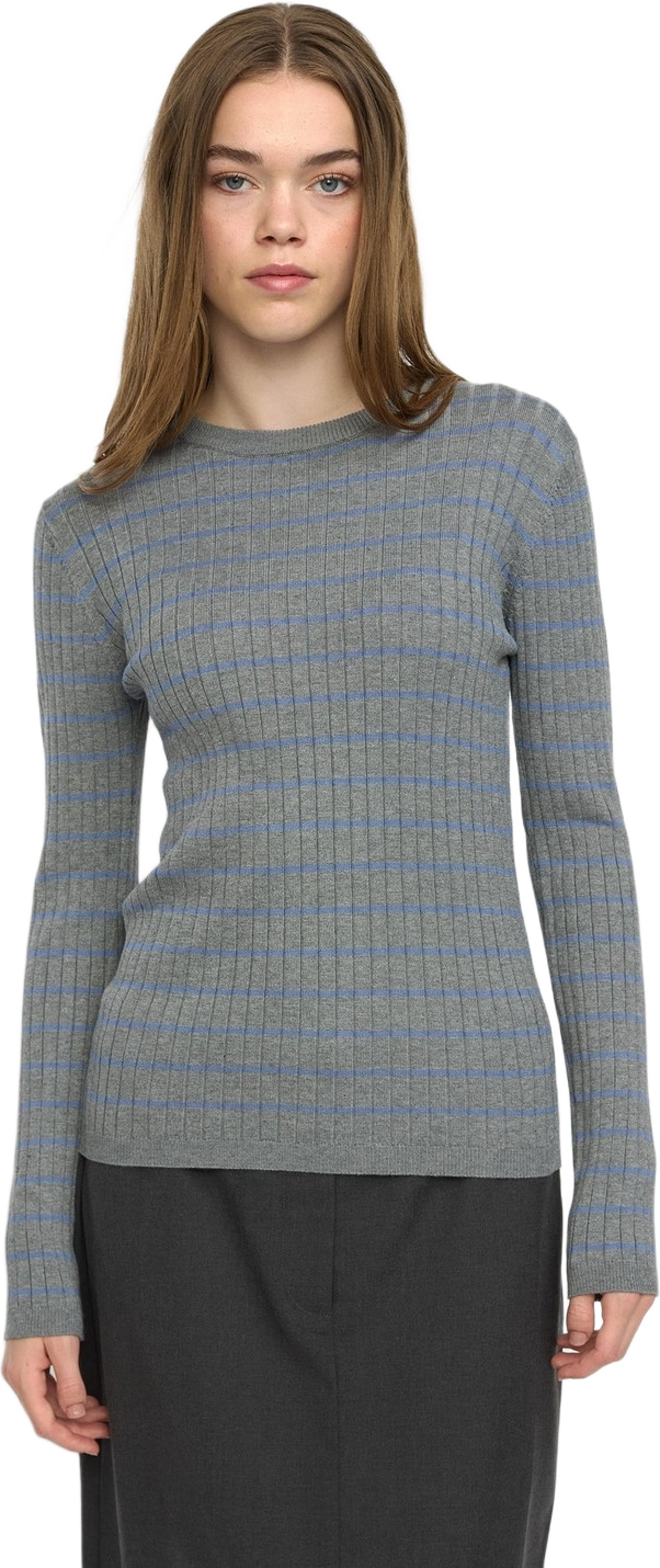 Srnoa Stripe Knit - Medium Grey Melange