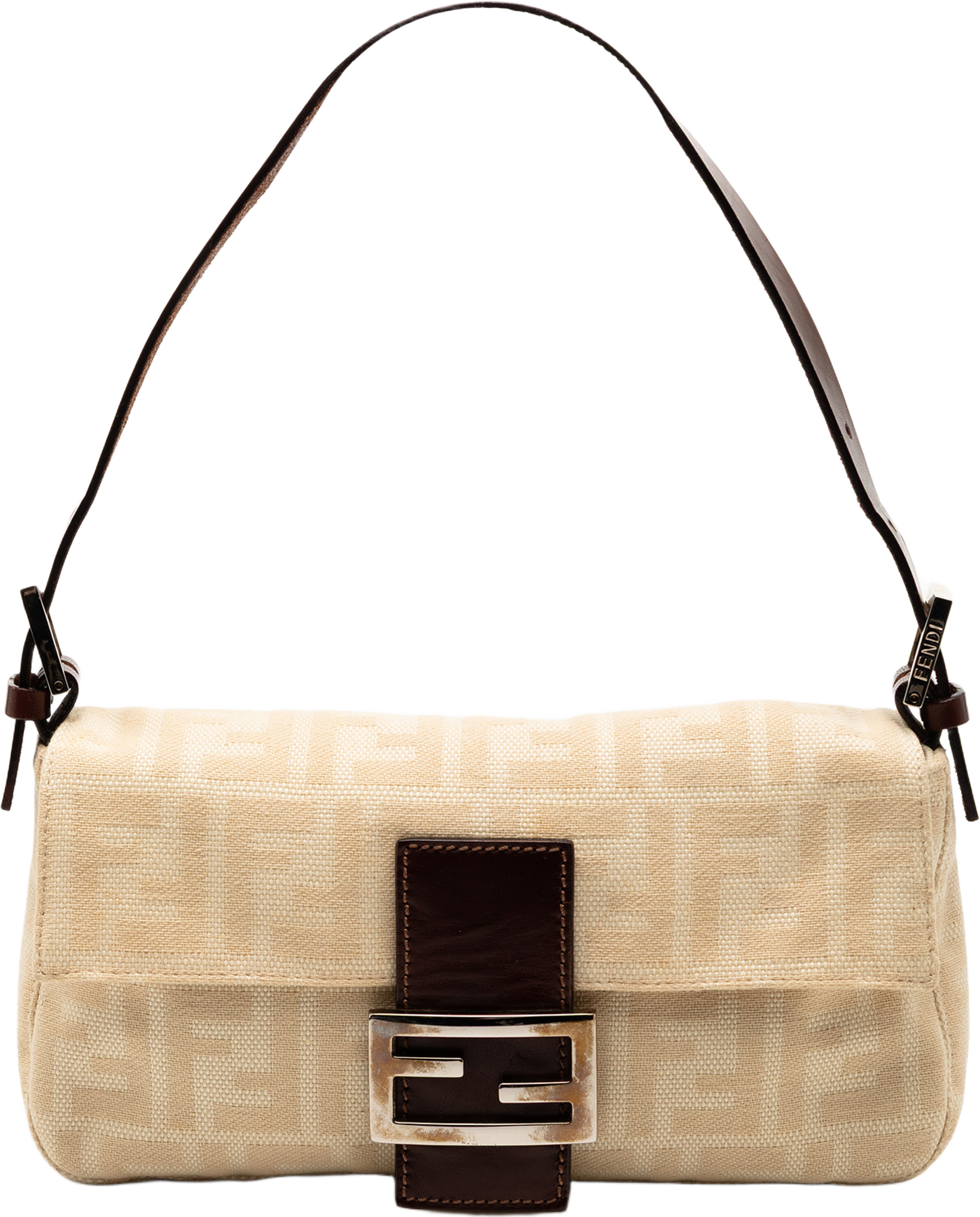 Fendi Zucca Canvas Baguette, från Luxclusif, i färgen beige. Klicka för att öppna bilden i stort format