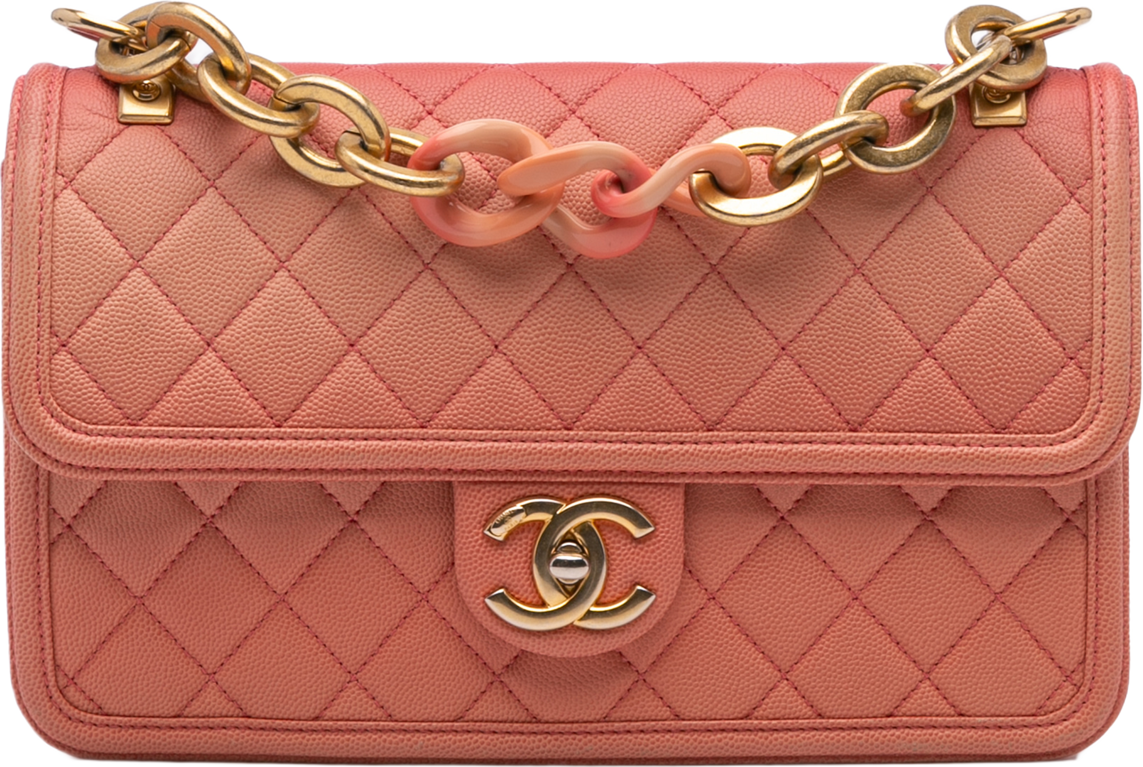 Chanel Medium Quilted Caviar Sunset On The Sea Flap, från Luxclusif, i färgen salmon. Klicka för att öppna bilden i stort format