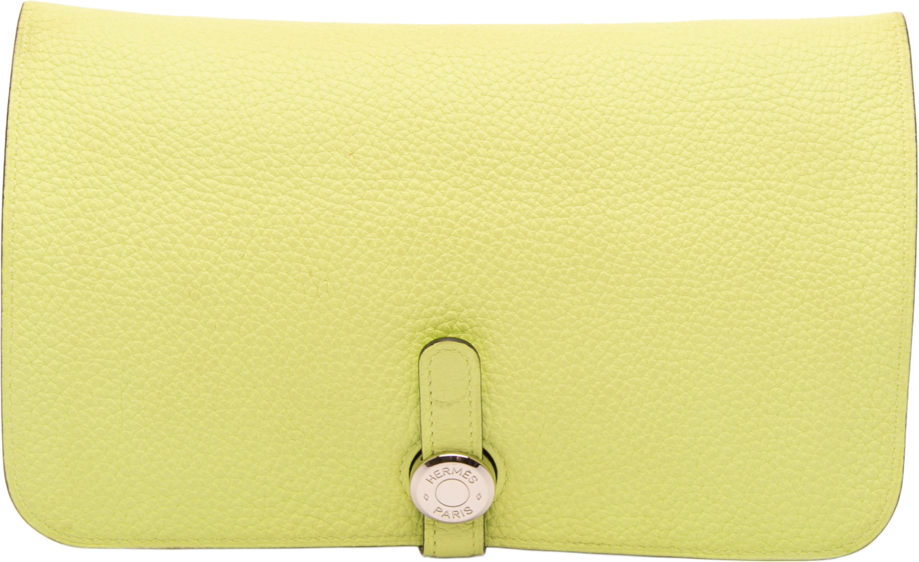 Hermès Togo Dogon Duo Wallet Gm, från Luxclusif, i färgen light yellow. Klicka för att öppna bilden i stort format