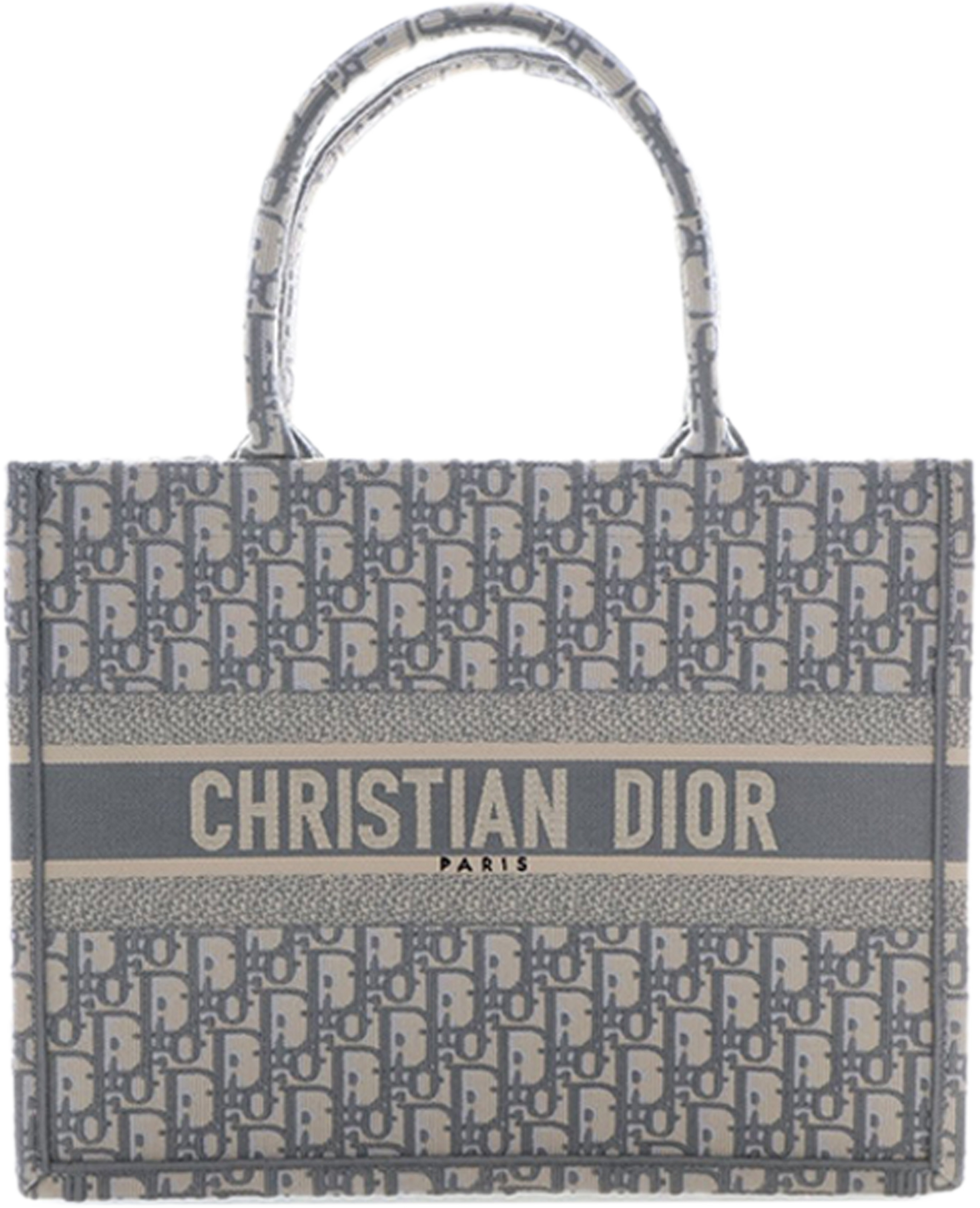 Dior Medium Oblique Embroidered Canvas Book Tote, från Luxclusif, i färgen gray. Klicka för att öppna bilden i stort format