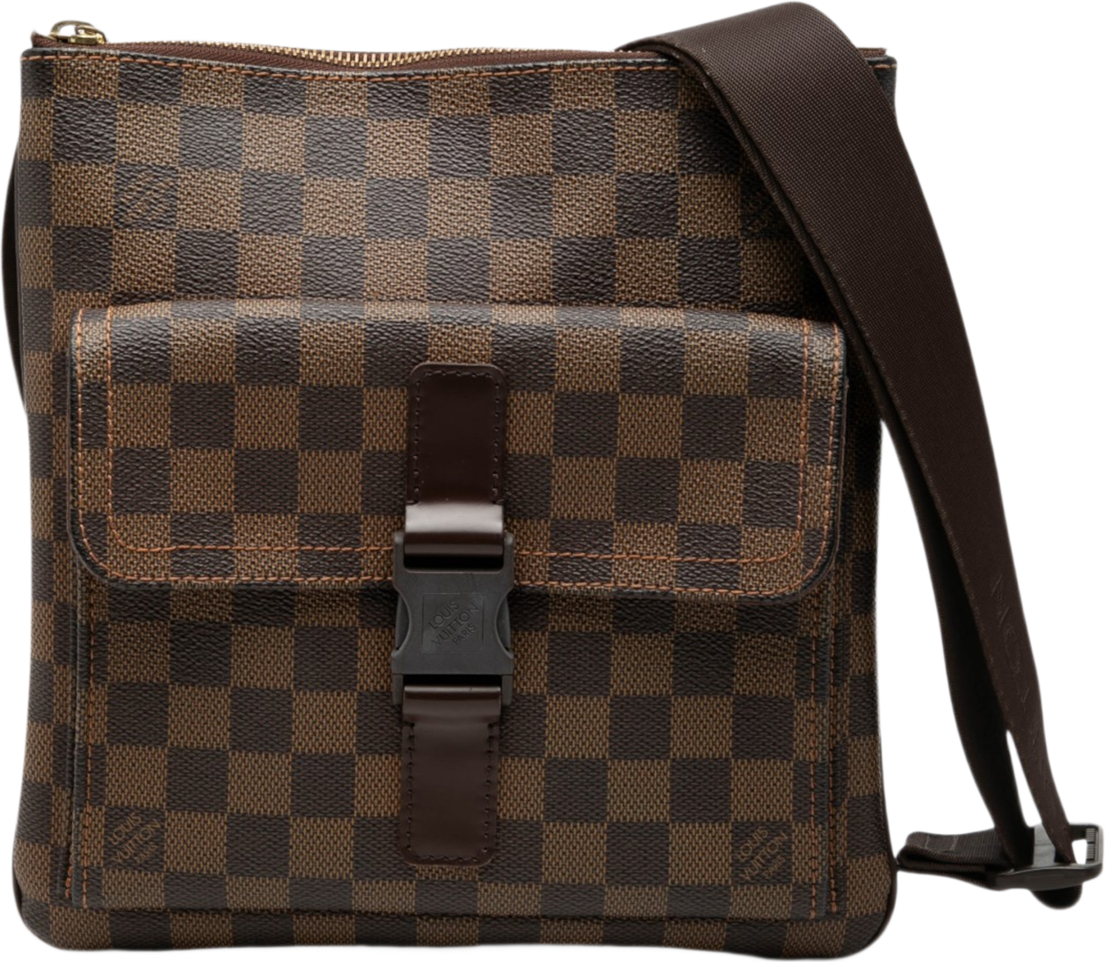 Louis Vuitton Damier Ebene Pochette Melville, från Luxclusif, i färgen brown. Klicka för att öppna bilden i stort format