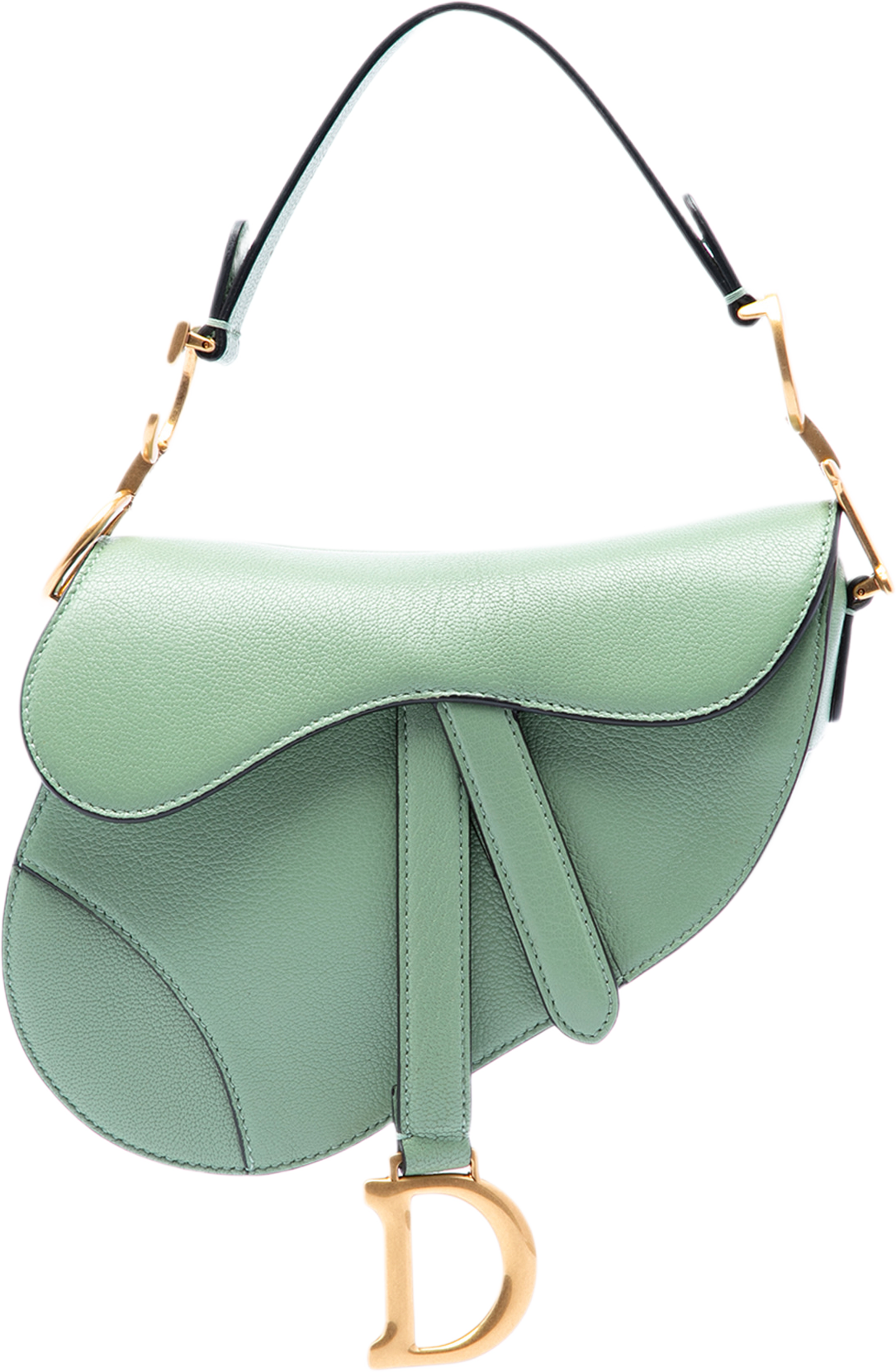 Dior Mini Goatskin Saddle Bag, från Luxclusif, i färgen grön. Klicka för att öppna bilden i stort format