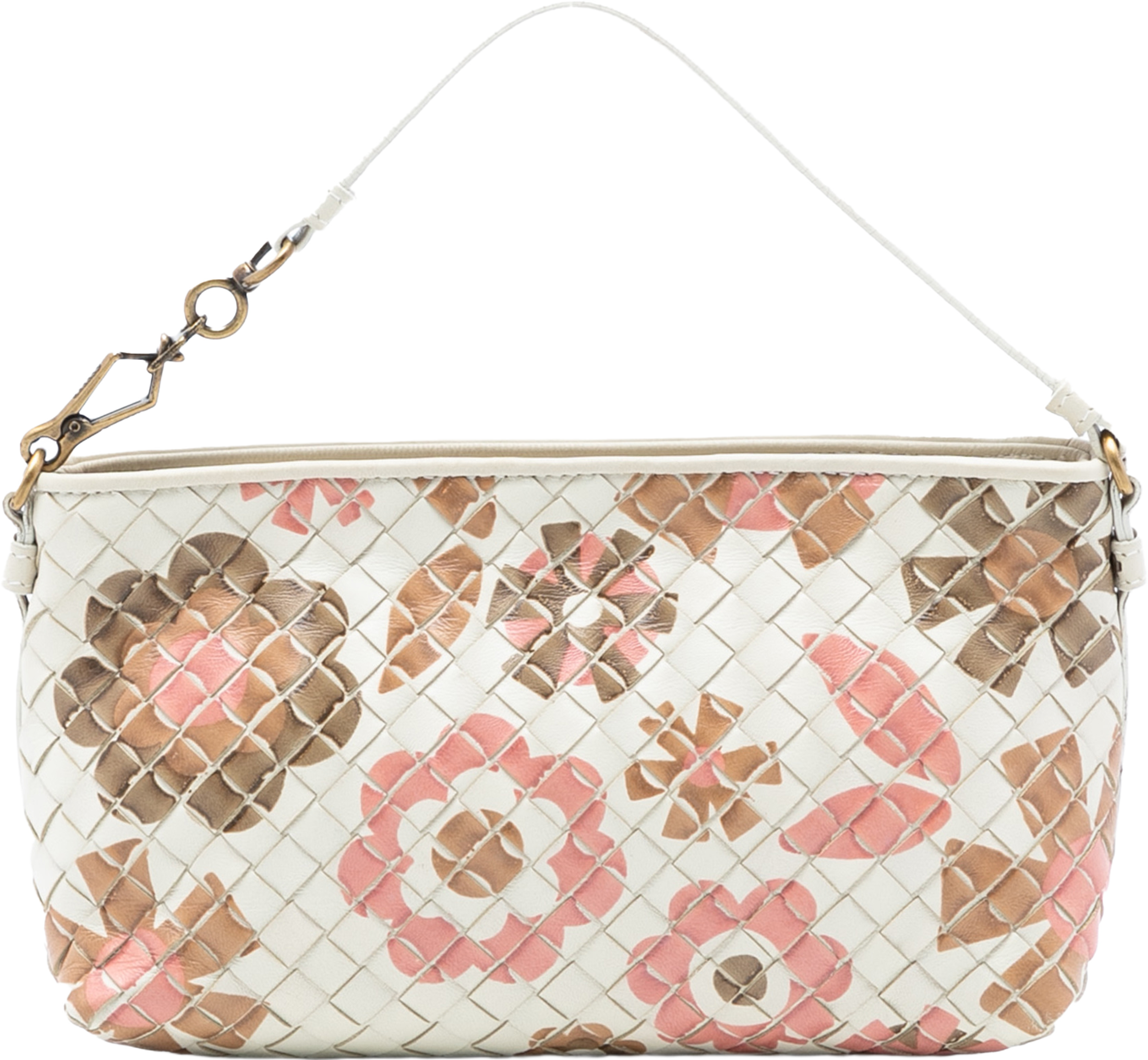 Bottega Veneta Nappa Intrecciato Floral Print Handbag, från Luxclusif, i färgen white. Klicka för att öppna bilden i stort format